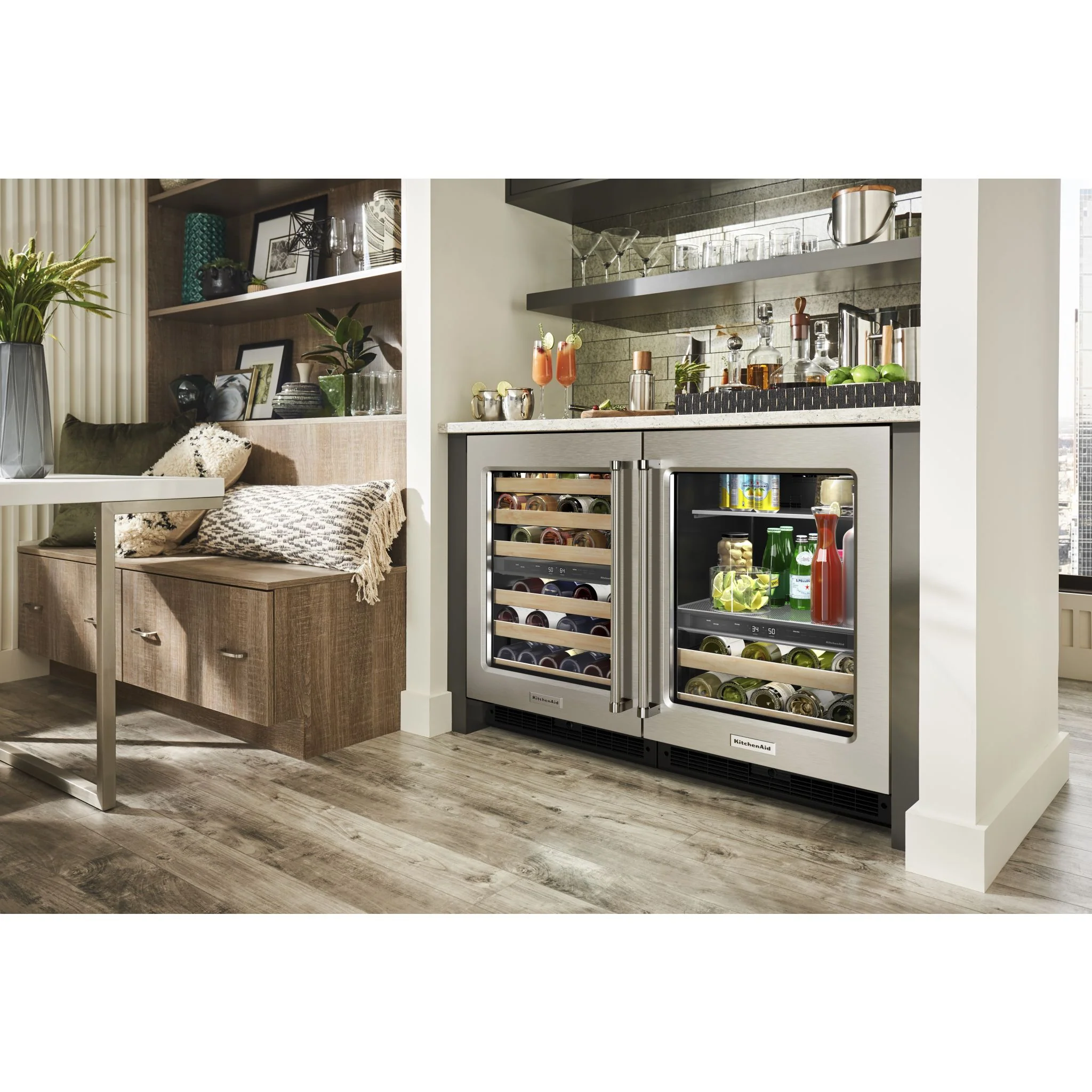 KitchenAid 24" Beverage Center with Glass Door and Wood-Front Racks - Stainless Steel (KUBR214KSB) - Image 8