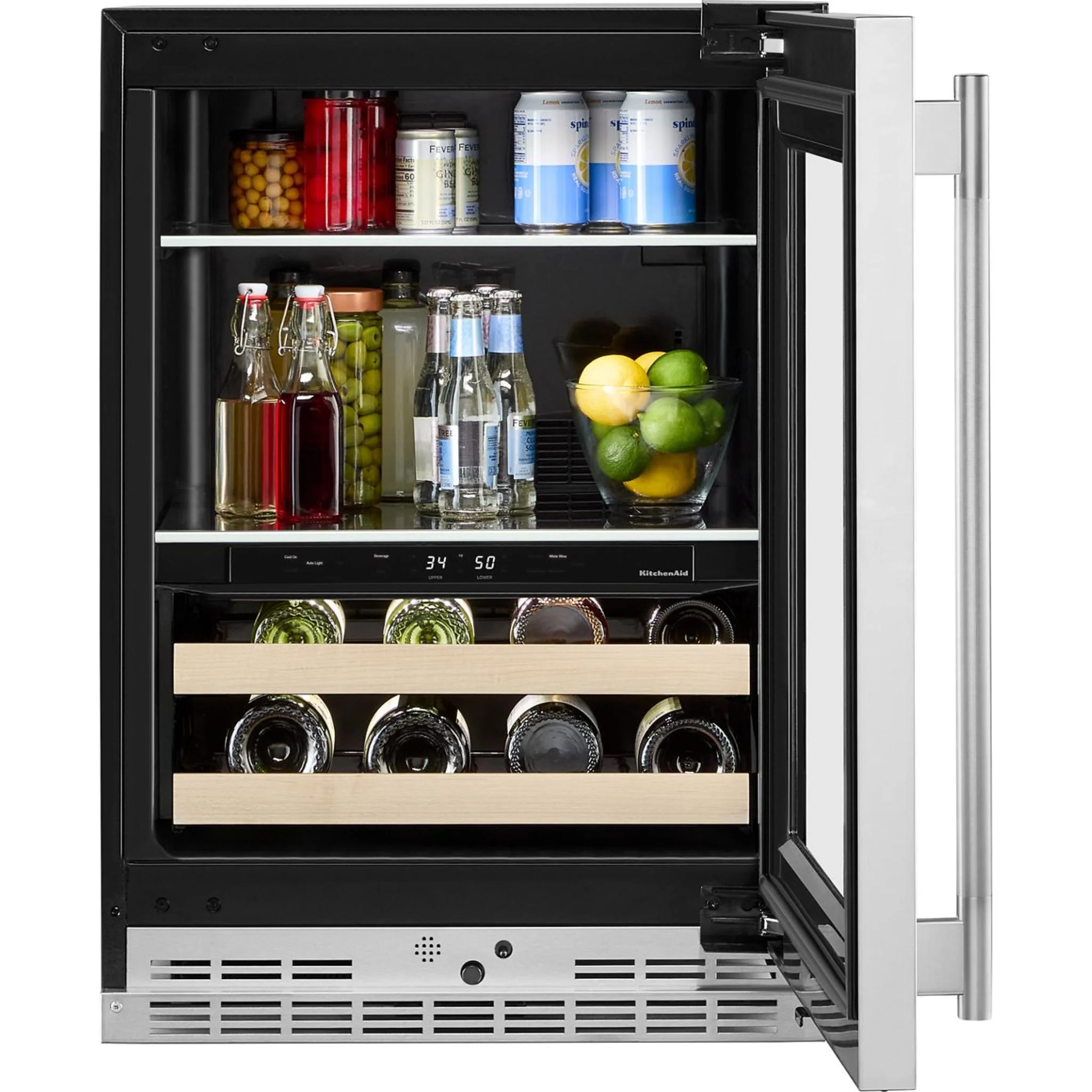 KitchenAid 24" Beverage Center with Glass Door and Wood-Front Racks - PrintShield™ Stainless Finish (KUBR524SPS) - Image 2