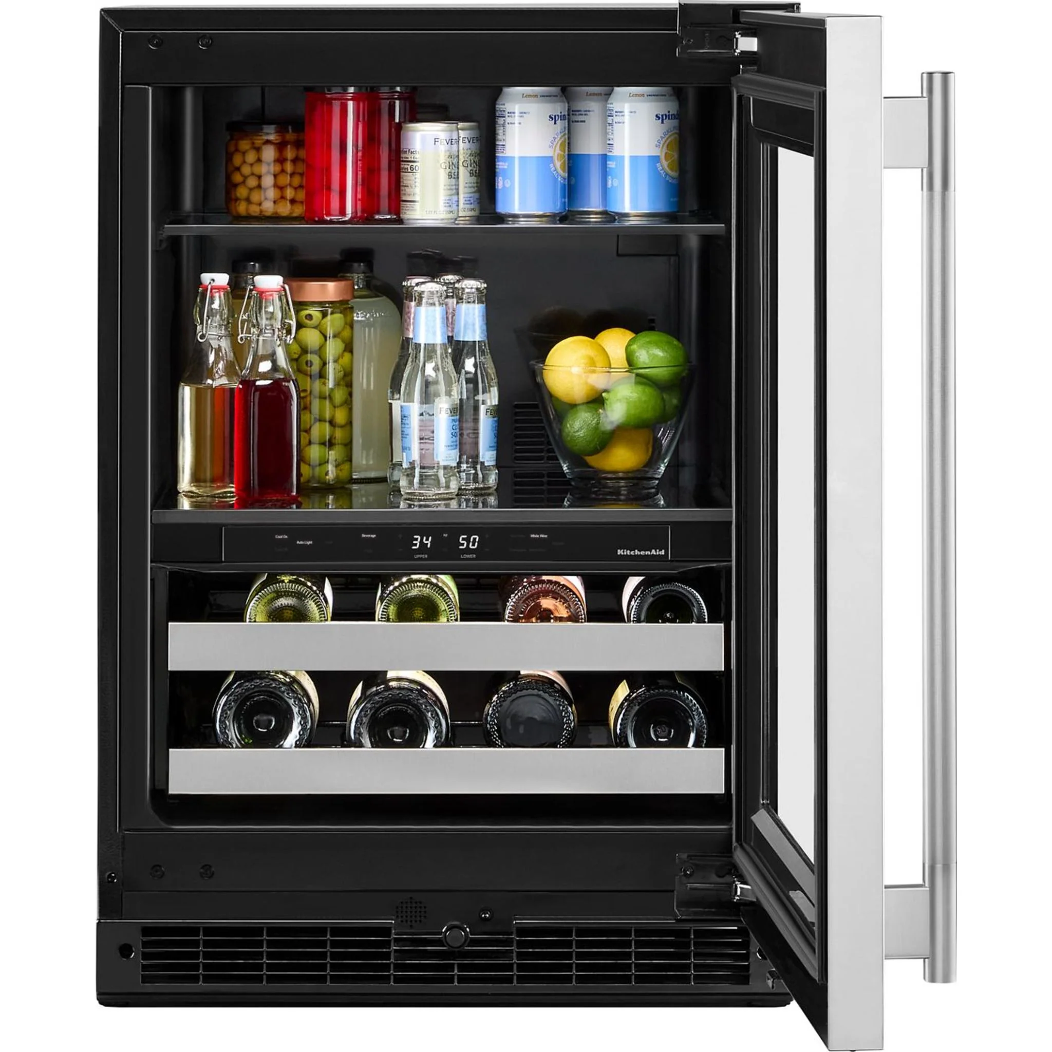 KitchenAid 24" Beverage Center with Glass Door and Metal-Front Racks - Black Cabinet/Stainless Doors (KUBR524SSB) - Image 6