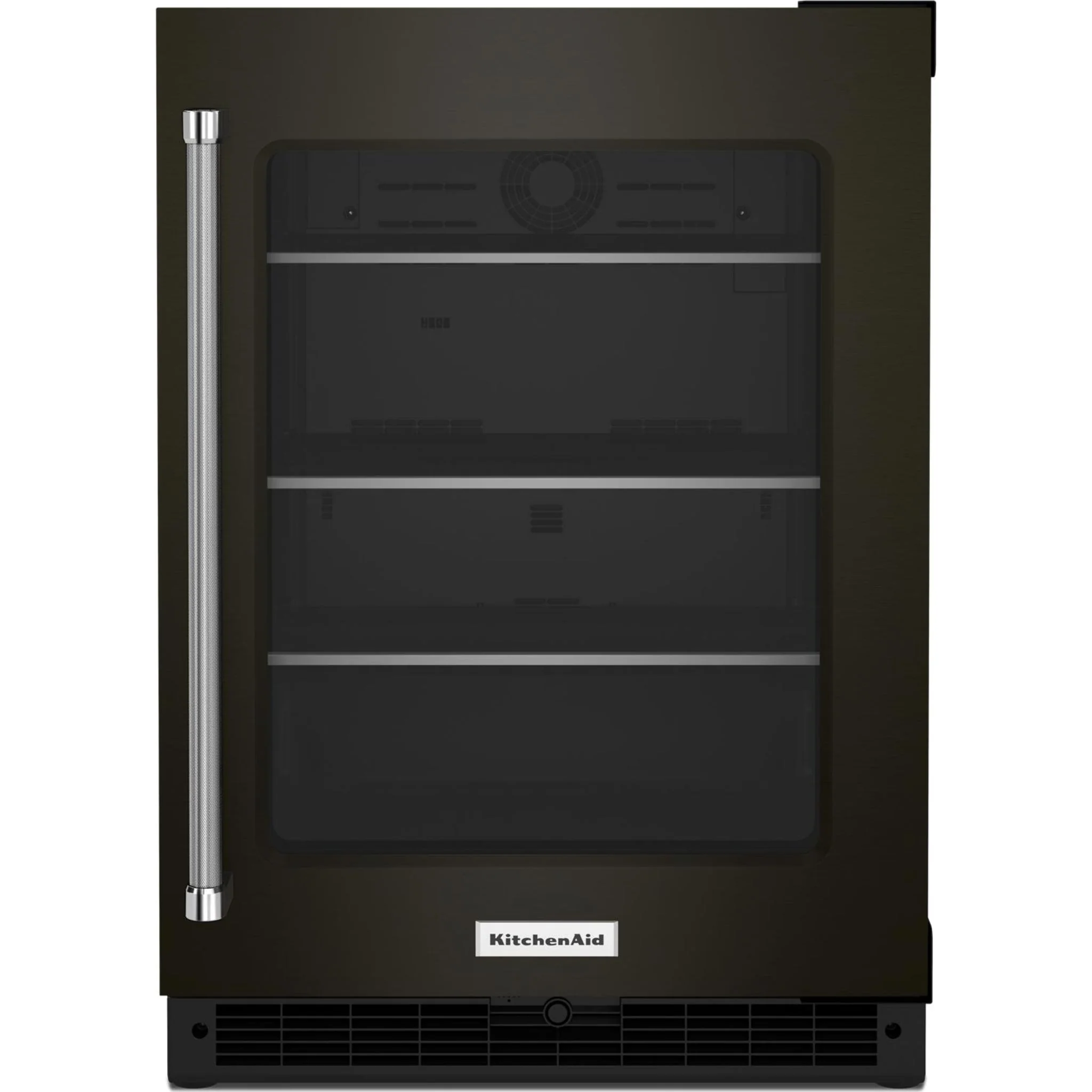 KitchenAid 24" Undercounter Refrigerator with Glass Door and Shelves with Metallic Accents and PrintShieldFinish -Black Stainless (KURR314KBS)