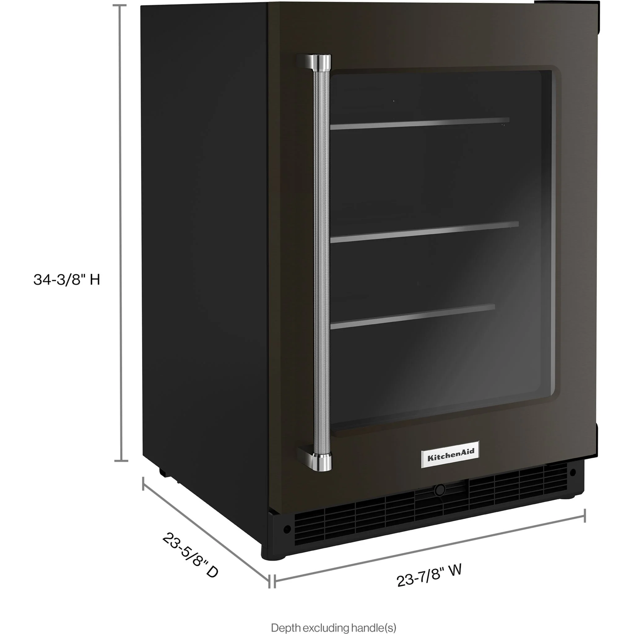 KitchenAid 24" Undercounter Refrigerator with Glass Door and Shelves with Metallic Accents and PrintShieldFinish -Black Stainless (KURR314KBS) - Image 2