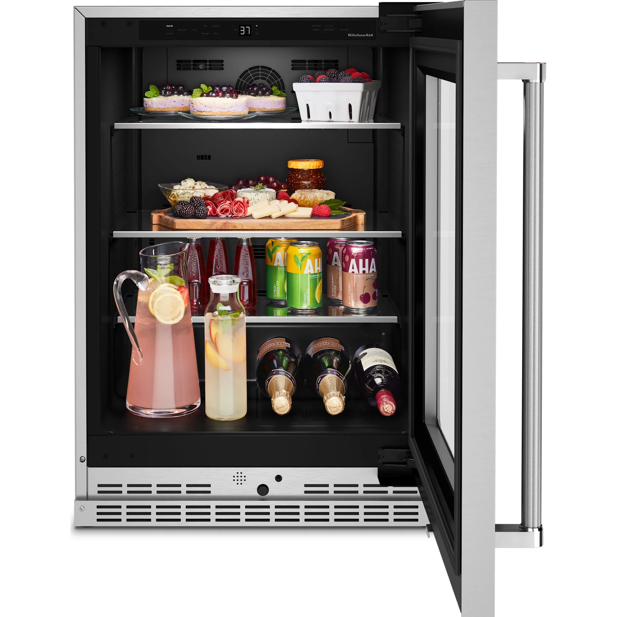 KitchenAid 24" Undercounter Refrigerator with Glass Door and Shelves with Metallic Accents -Stainless Steel (KURR314KSS) - Image 7