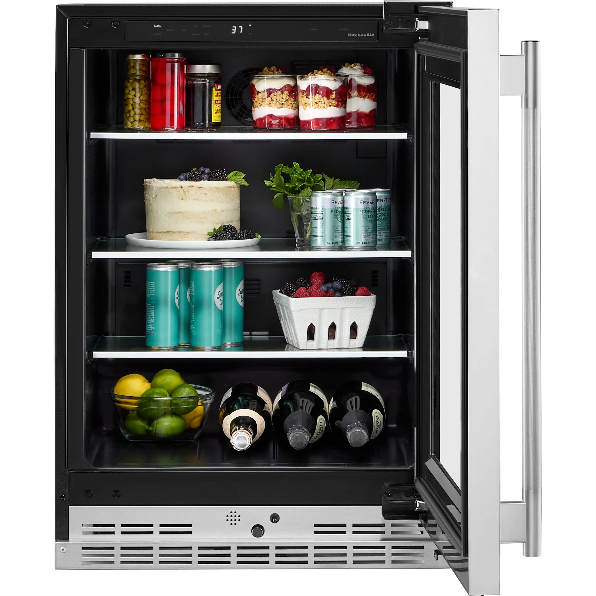 KitchenAid 24" Undercounter Refrigerator with Glass Door and Shelves with Metallic Accents - PrintShield™ Stainless Finish (KURR524SPS) - Image 8