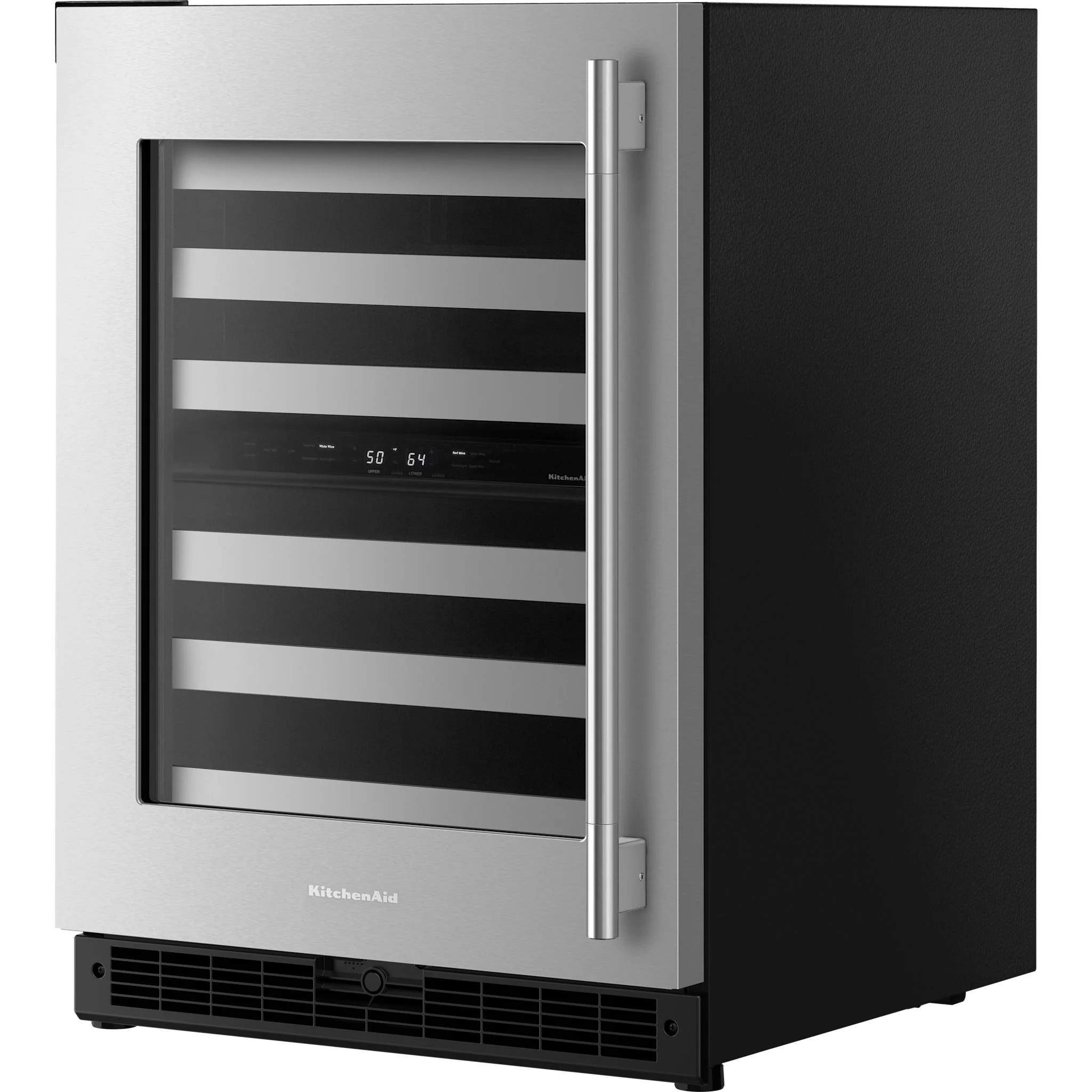 KitchenAid 24" Undercounter Wine Cellar with Full-Extension Metal-Front Racks - Black Cabinet/Stainless Doors (KUWL324SSB) - Image 6