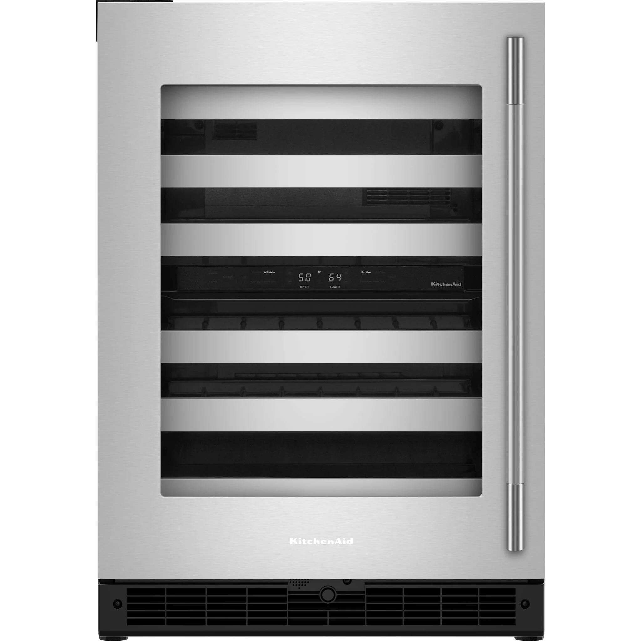 KitchenAid 24" Undercounter Wine Cellar with Full-Extension Metal-Front Racks - Black Cabinet/Stainless Doors (KUWL324SSB) - Image 7