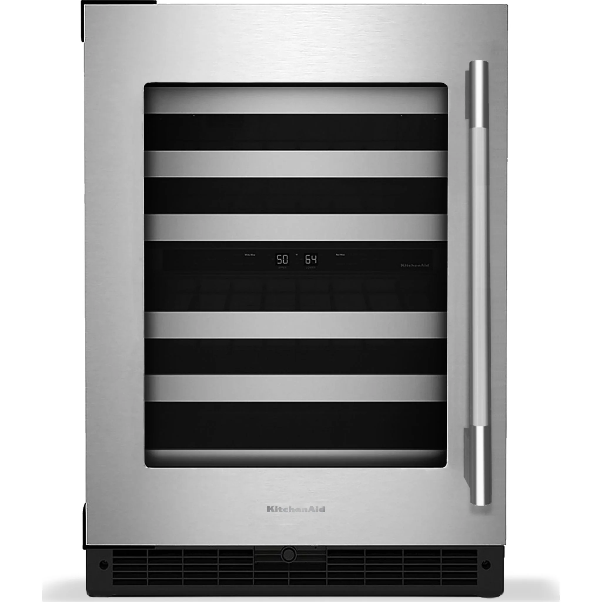 KitchenAid 24" Undercounter Wine Cellar with Full-Extension Metal-Front Racks - Black Cabinet/Stainless Doors (KUWL324SSB) - Image 8