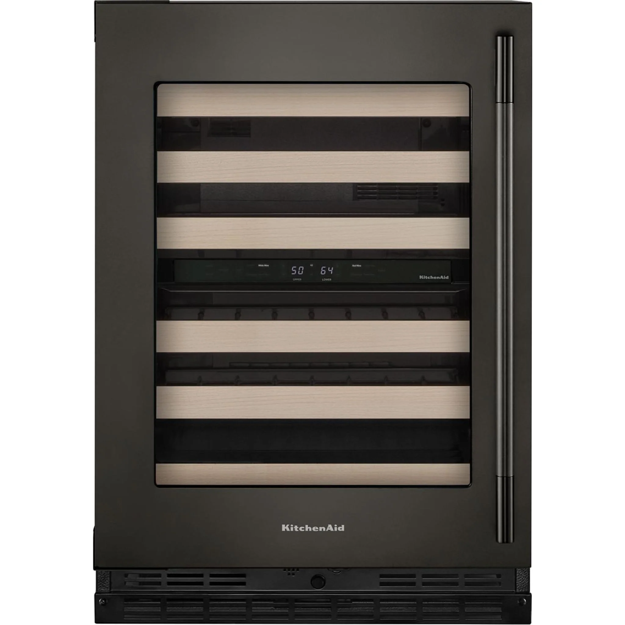 KitchenAid 24" Undercounter Wine Cellar with Full-Extension Wood-Front Racks - Black Ore (KUWL524SBE)