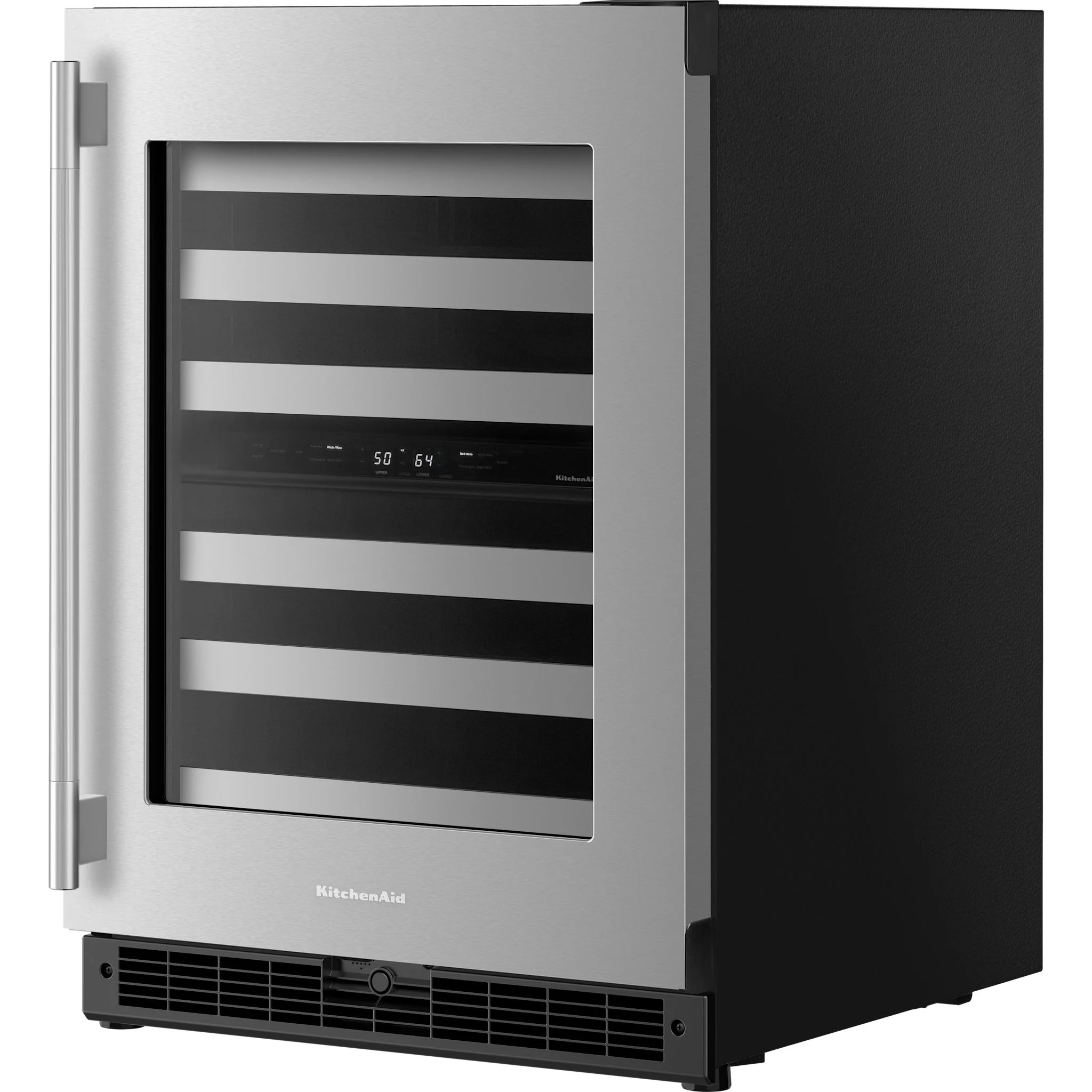 KitchenAid 24" Undercounter Wine Cellar with Full-Extension Metal-Front Racks - Black Cabinet/Stainless Doors (KUWR324SSB) - Image 5
