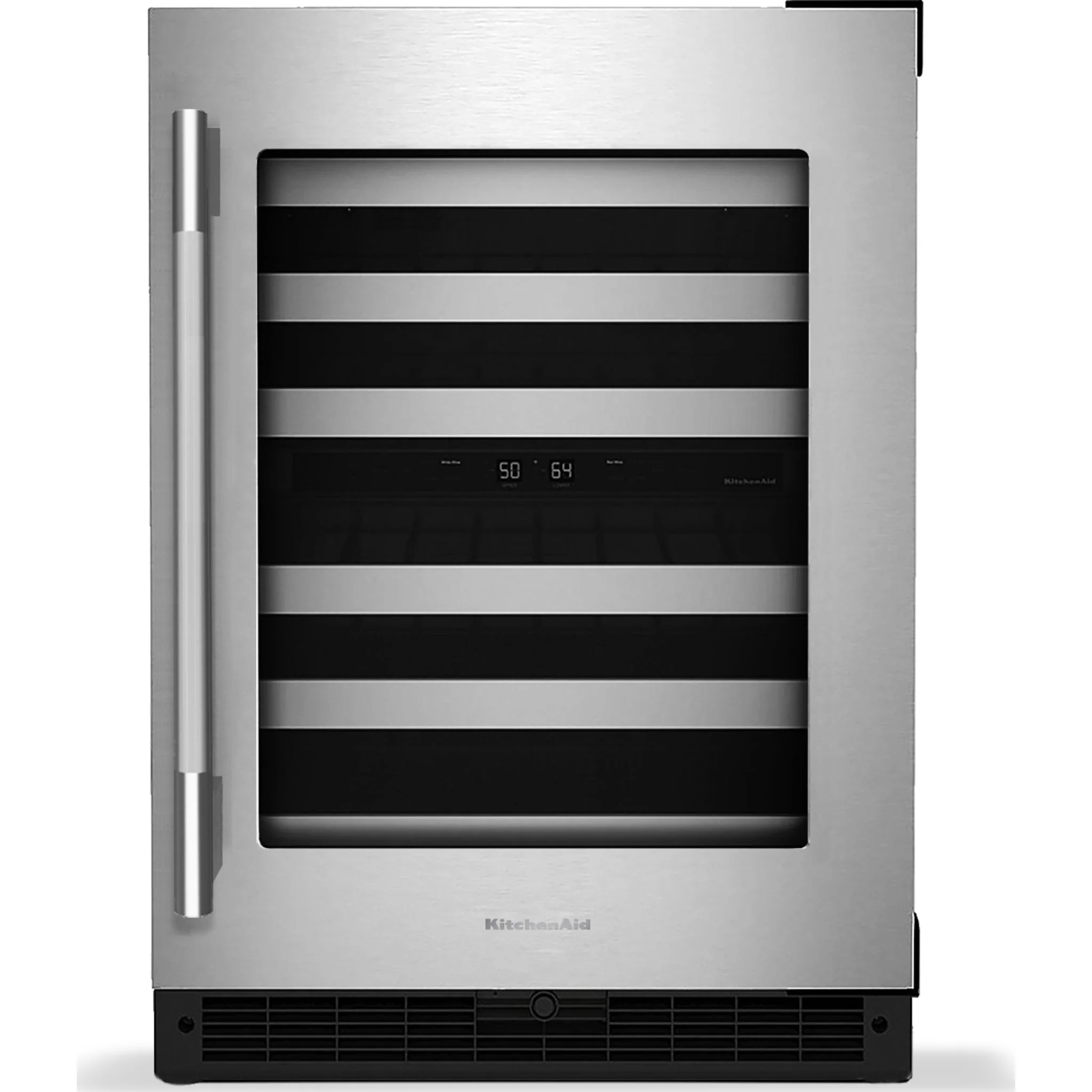KitchenAid 24" Undercounter Wine Cellar with Full-Extension Metal-Front Racks - Black Cabinet/Stainless Doors (KUWR324SSB) - Image 8