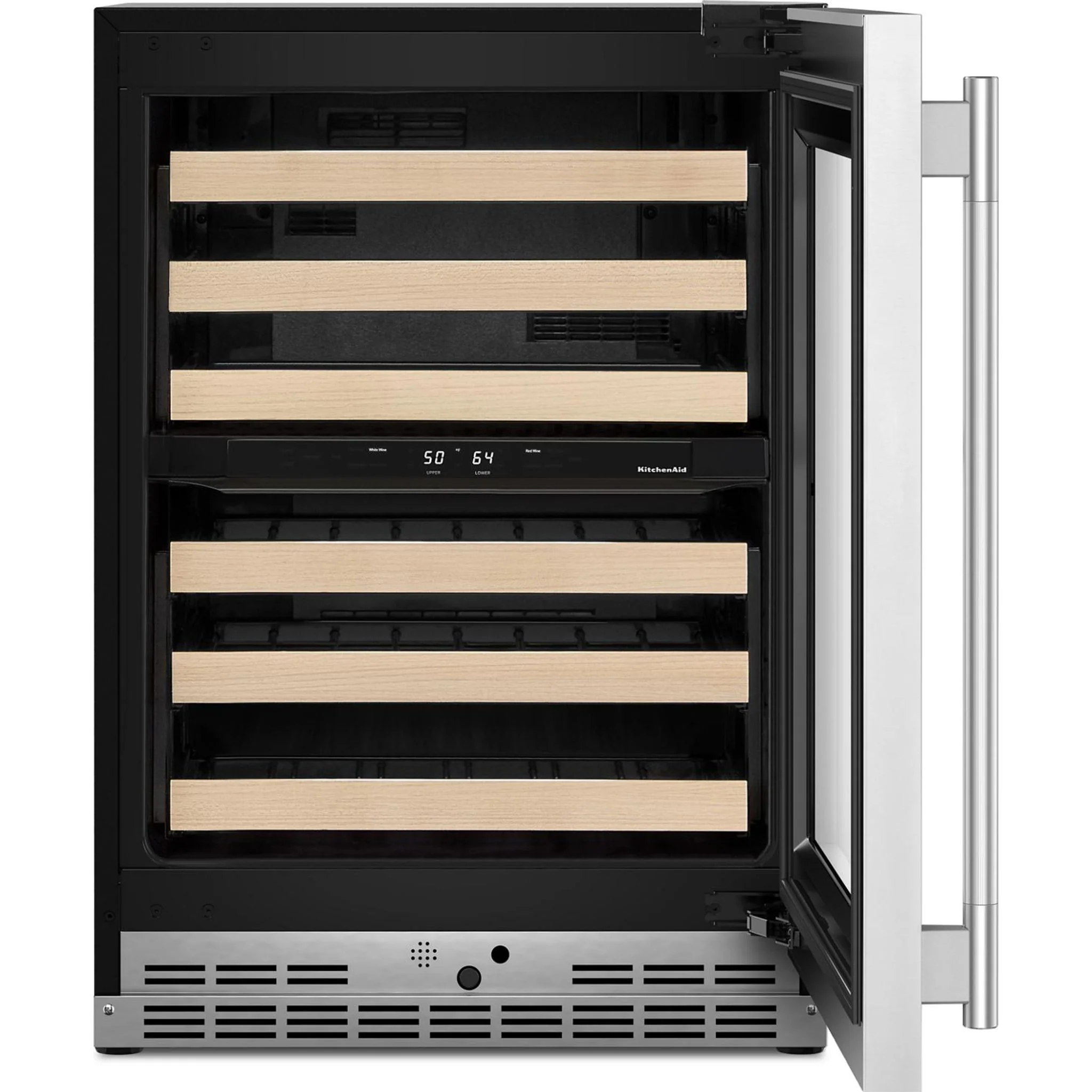 KitchenAid 24" Undercounter Wine Cellar with Full-Extension Wood-Front Racks - PrintShield™ Stainless Finish (KUWR524SPS) - Image 14