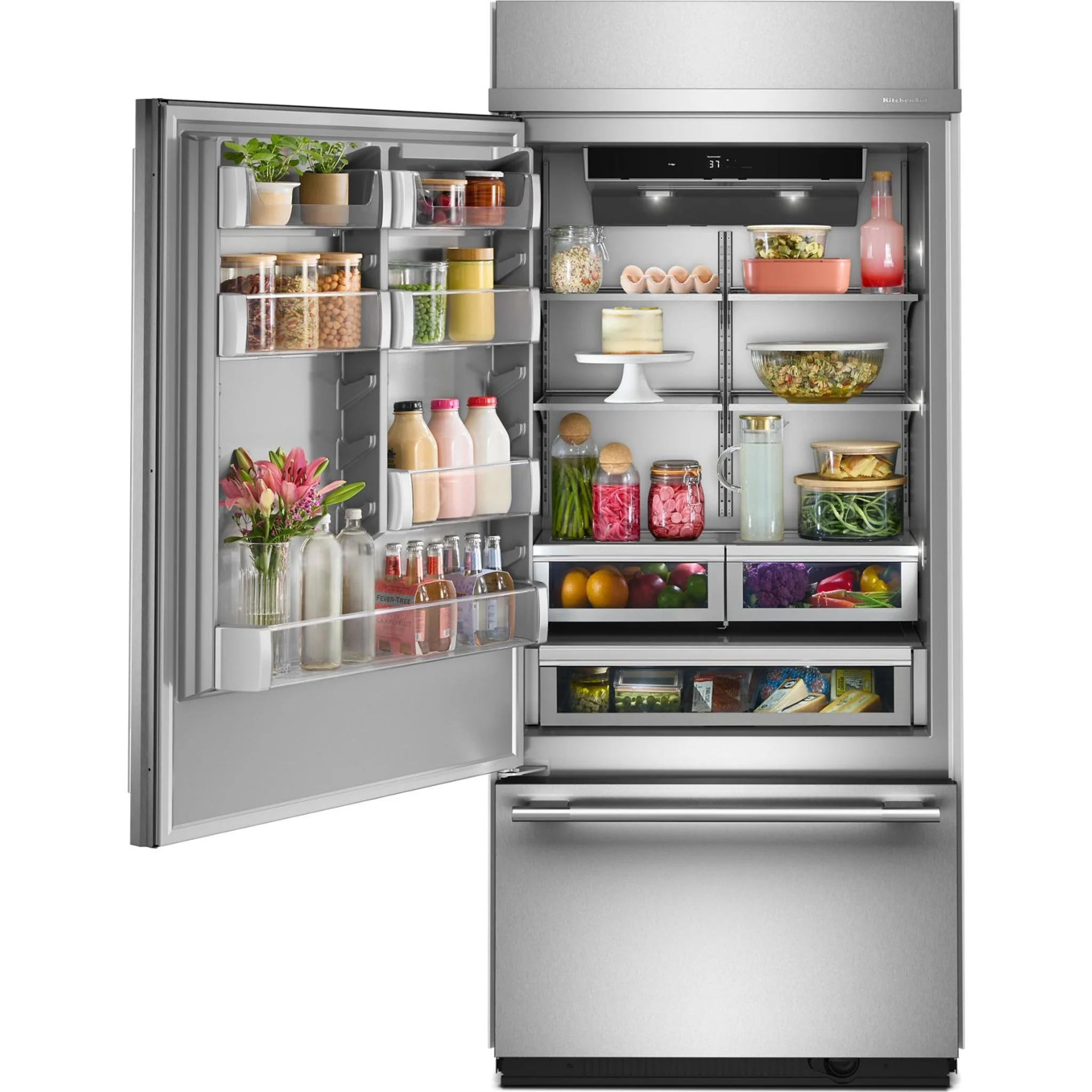 KitchenAid 20.8 Cu. Ft. 36" Built-In Bottom Mount Refrigerator with Platinum Interior -Stainless Steel with PrintShield™ Finish (KBBL336SPS) - Image 6