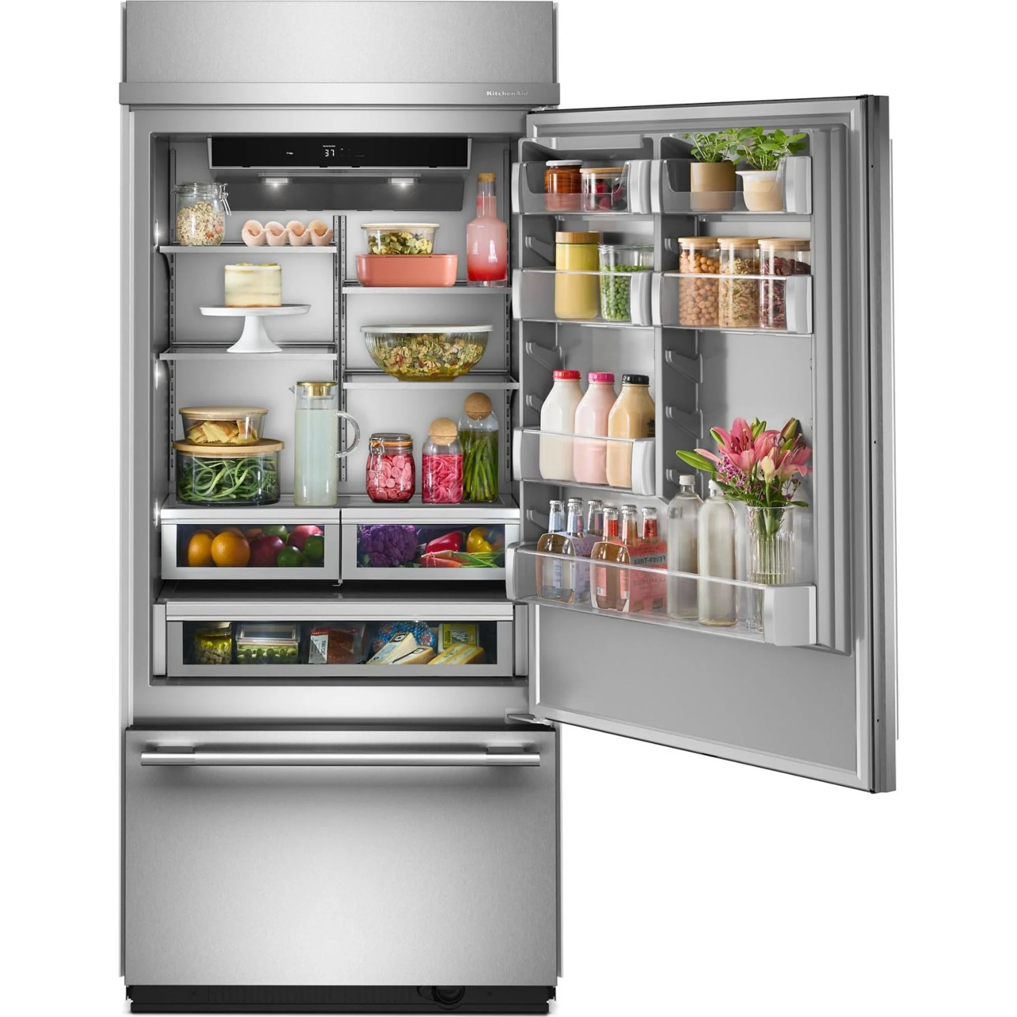 KitchenAid 20.8 Cu. Ft. 36" Built-In Bottom Mount Refrigerator with Platinum Interior -Stainless Steel with PrintShield™ Finish (KBBR336SPS) - Image 19