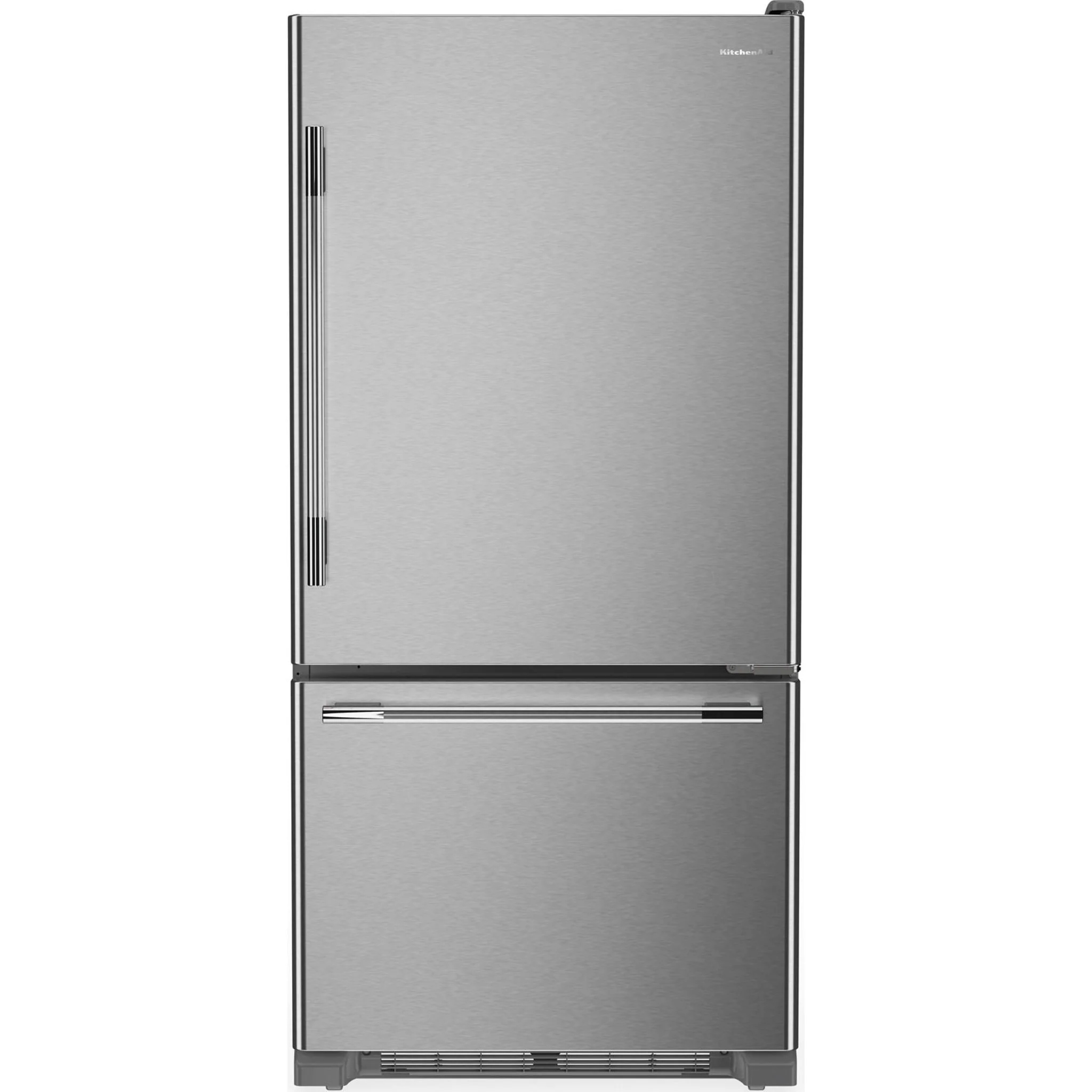 KitchenAid 22 Cu. Ft. 33-Inch Standard-Depth Bottom Mount Refrigerator with Right Door Swing - PrintShield Stainless (KRBR133SPS)