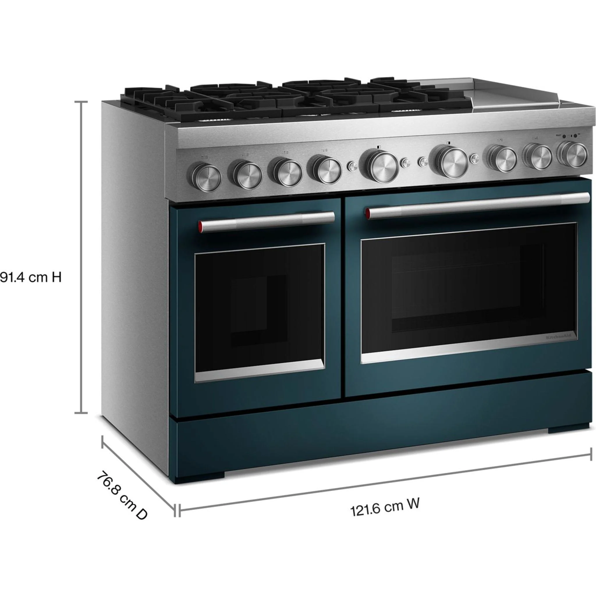 KitchenAid 48-Inch 6 Burner Commercial-Style Dual Fuel Range with Griddle -Agave (KFDD948SAG) - Image 6
