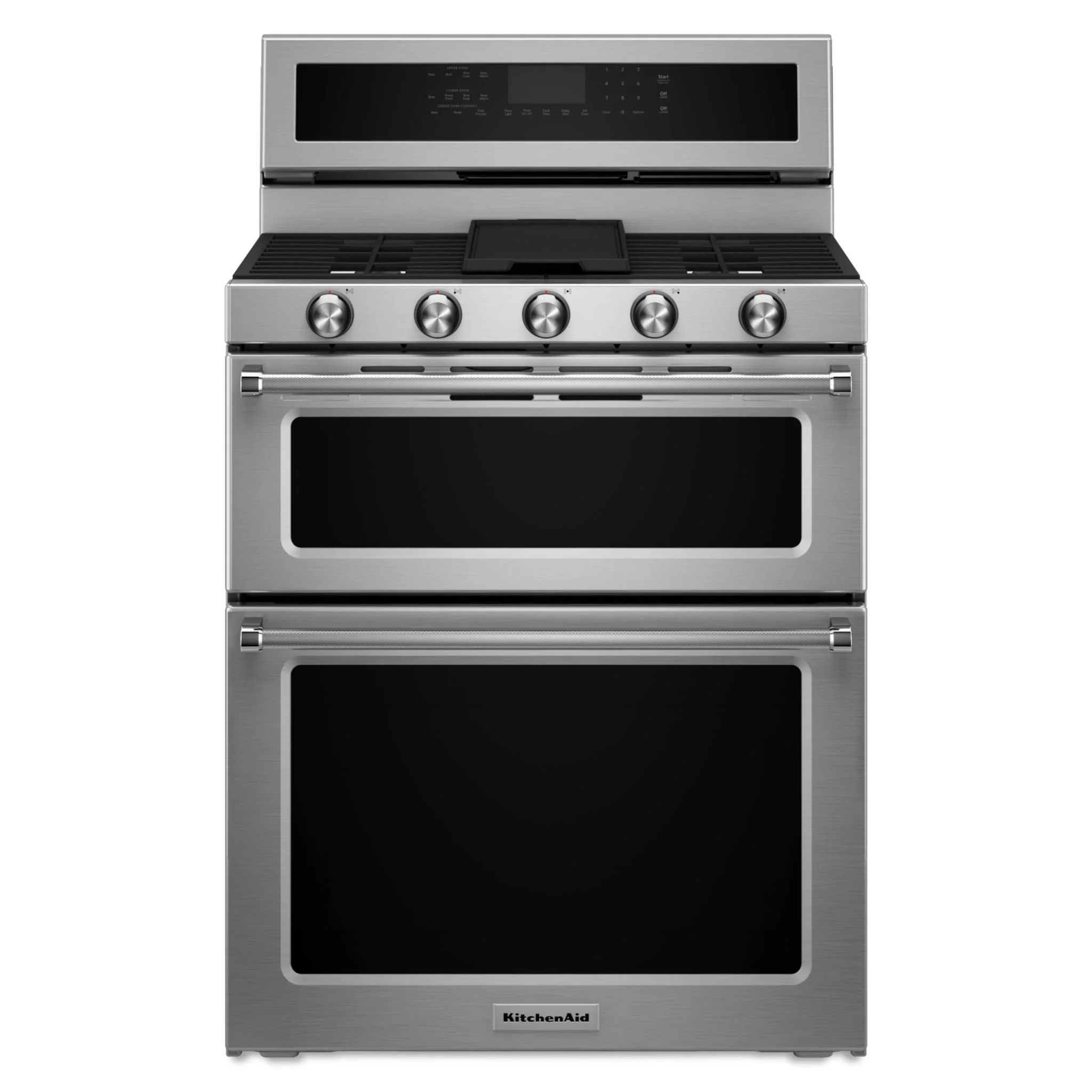 KitchenAid 30-Inch 5 Burner Gas Double Oven Convection Range -Stainless Steel (KFGD500ESS)