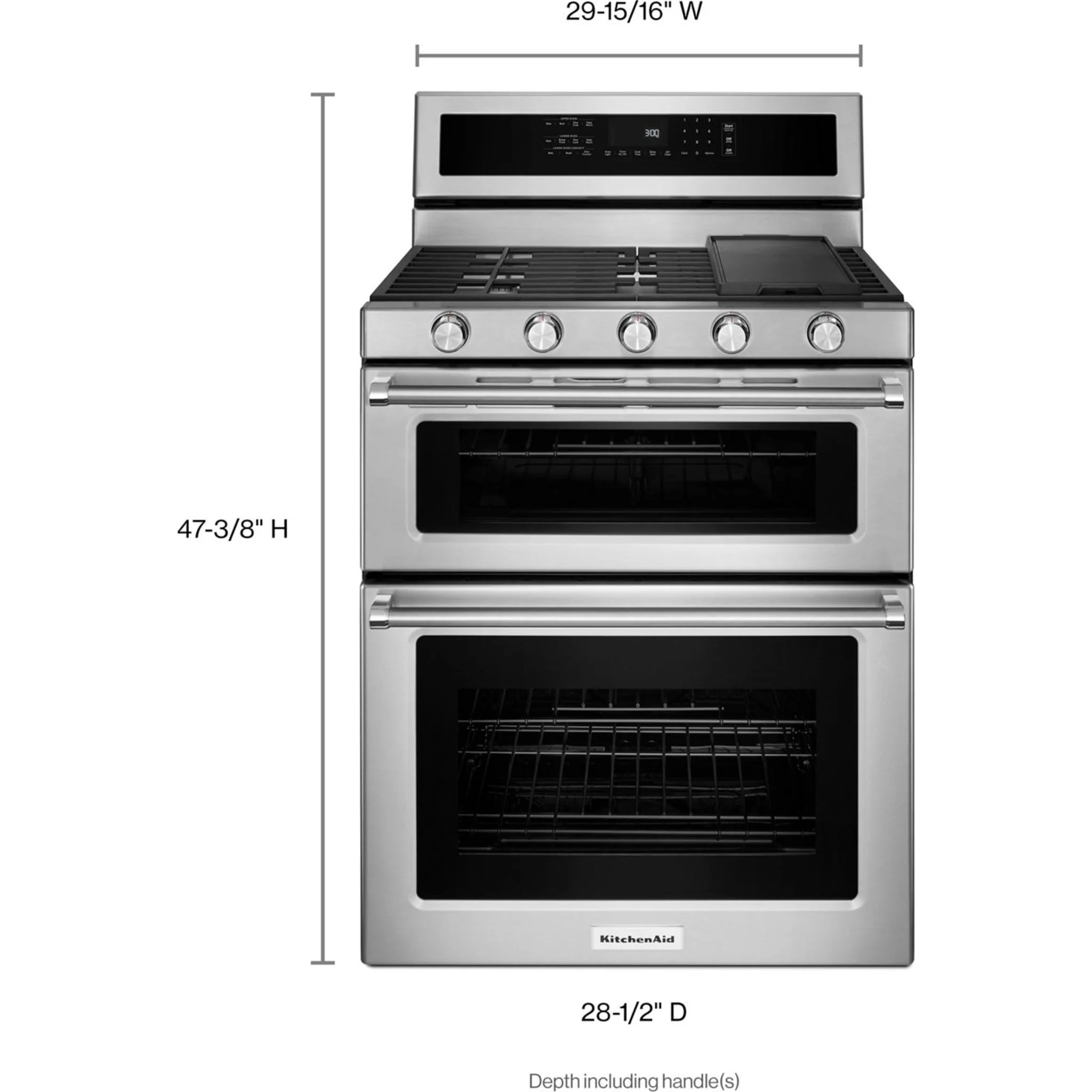 KitchenAid 30-Inch 5 Burner Gas Double Oven Convection Range -Stainless Steel (KFGD500ESS) - Image 19