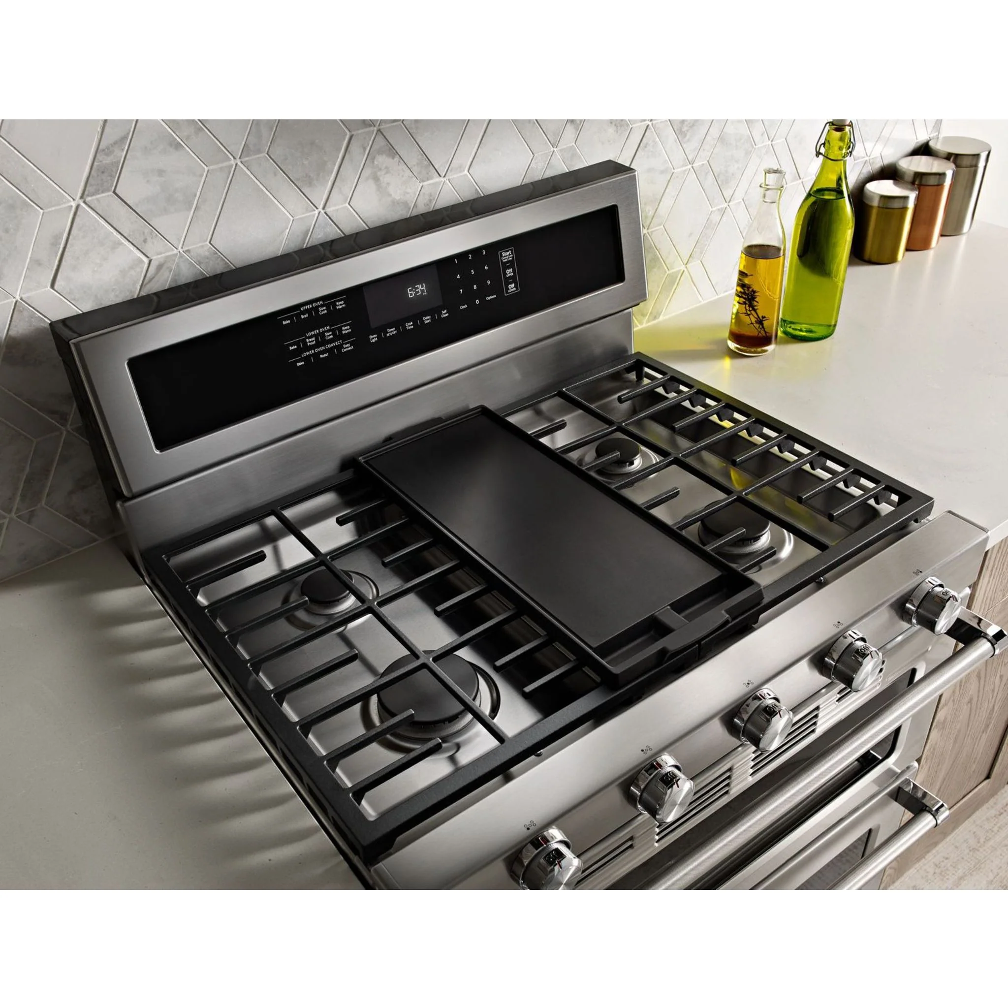 KitchenAid 30-Inch 5 Burner Gas Double Oven Convection Range -Stainless Steel (KFGD500ESS) - Image 3