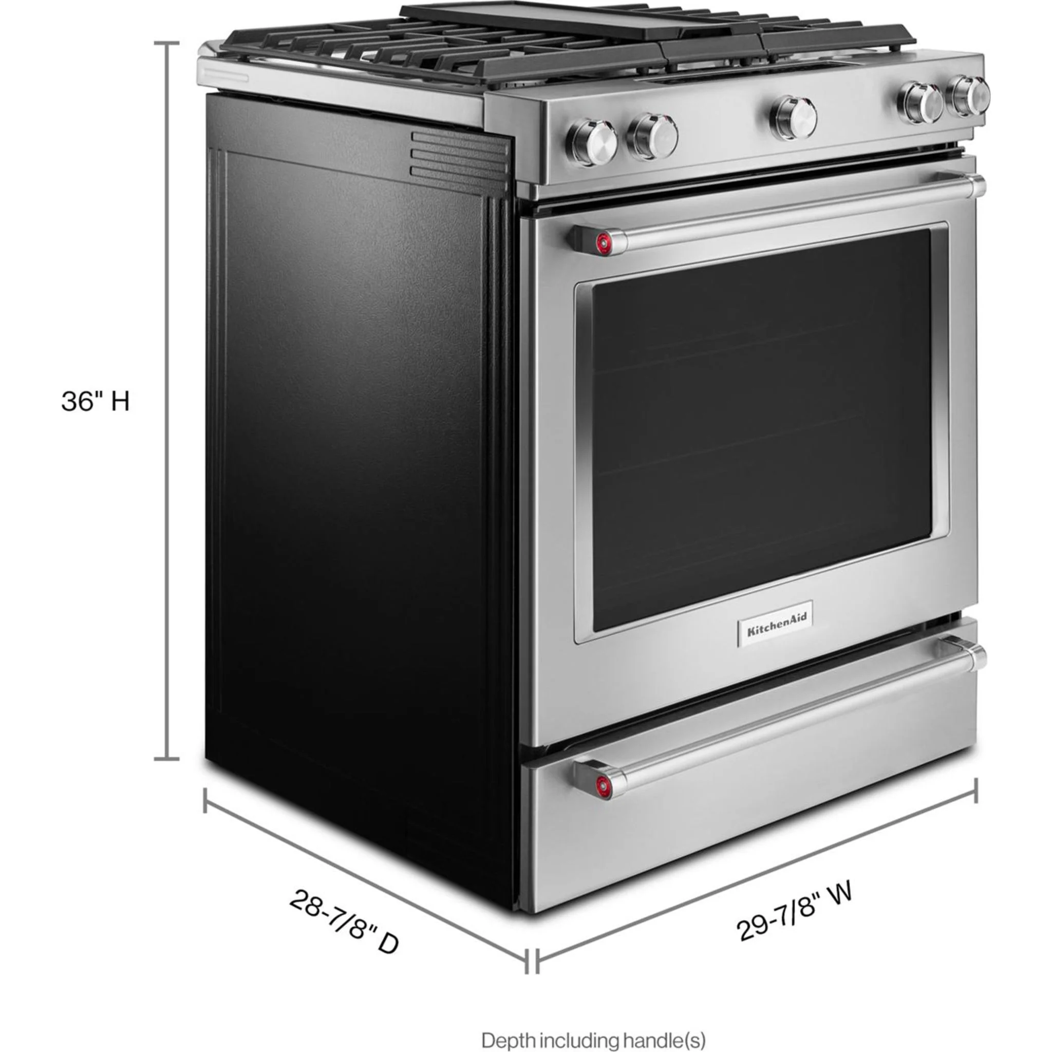 KitchenAid 30-Inch 5-Burner Dual Fuel Convection  Front Control Range with Baking Drawer -Stainless Steel (YKSDB900ESS) - Image 15
