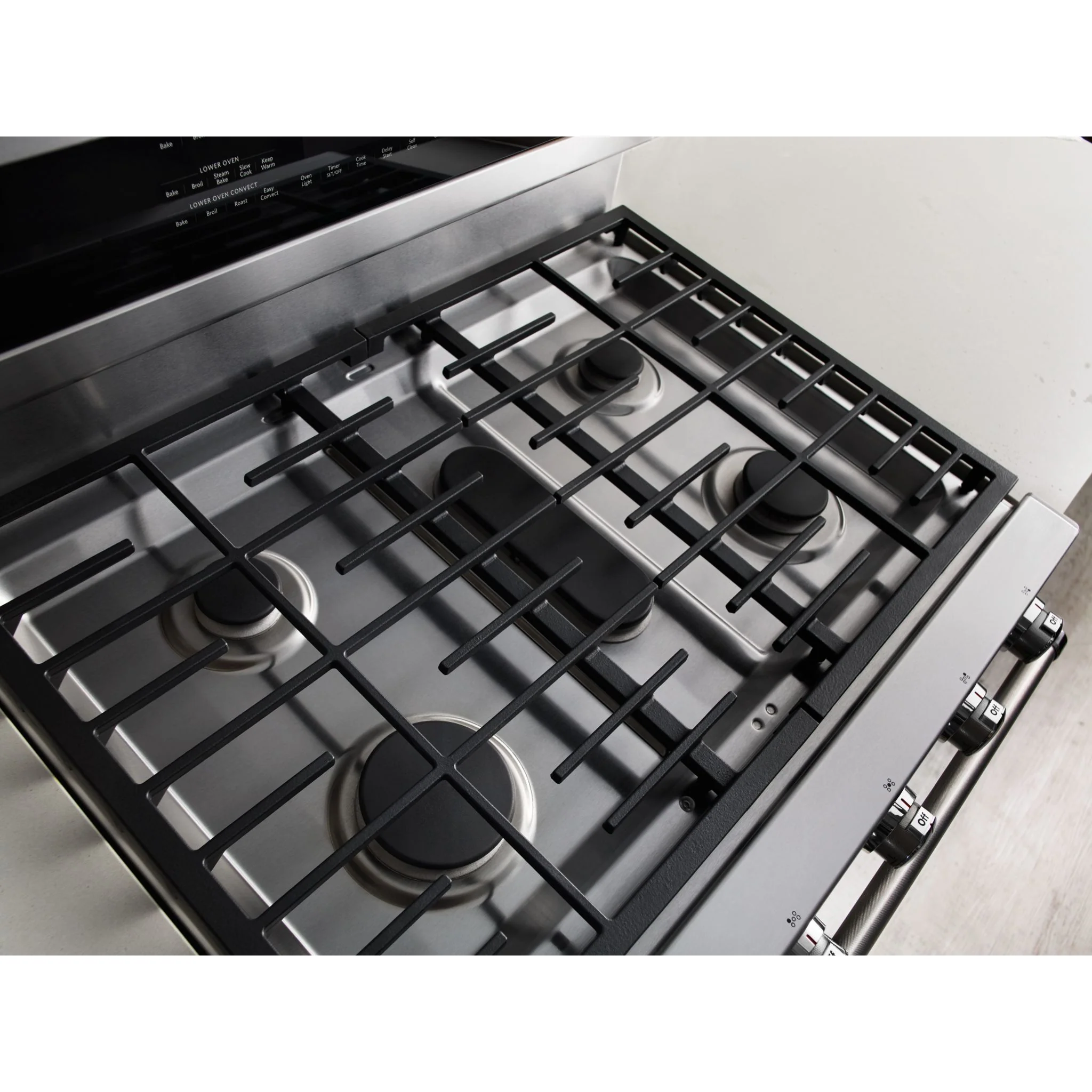 KitchenAid 30-Inch 5 Burner Dual Fuel Double Oven Convection Range -Stainless Steel (KFDD500ESS) - Image 2
