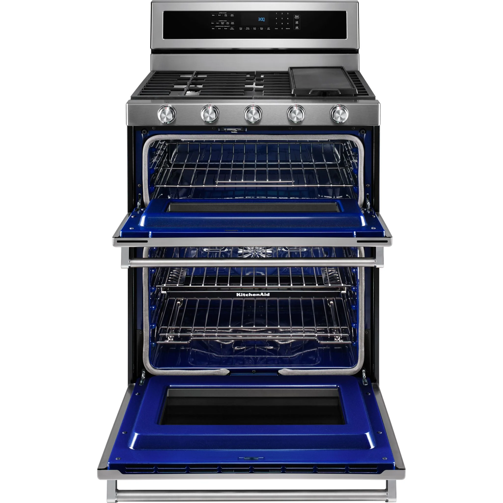 KitchenAid 30-Inch 5 Burner Dual Fuel Double Oven Convection Range -Stainless Steel (KFDD500ESS) - Image 5