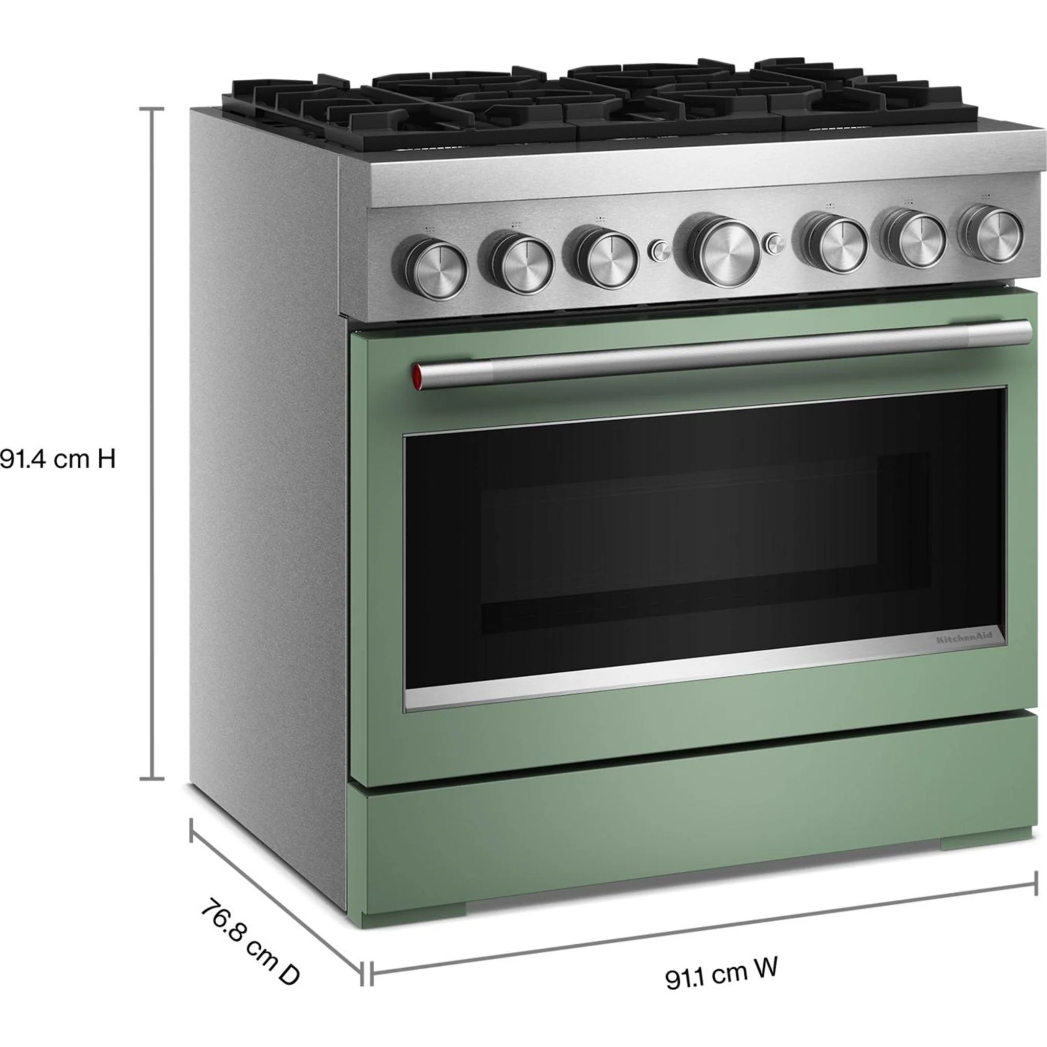 KitchenAid 36-Inch 6 Burner Commercial-Style Dual Fuel Range with No Preheat Air Fry Mode -Cardamom (KFDS936SDC) - Image 3