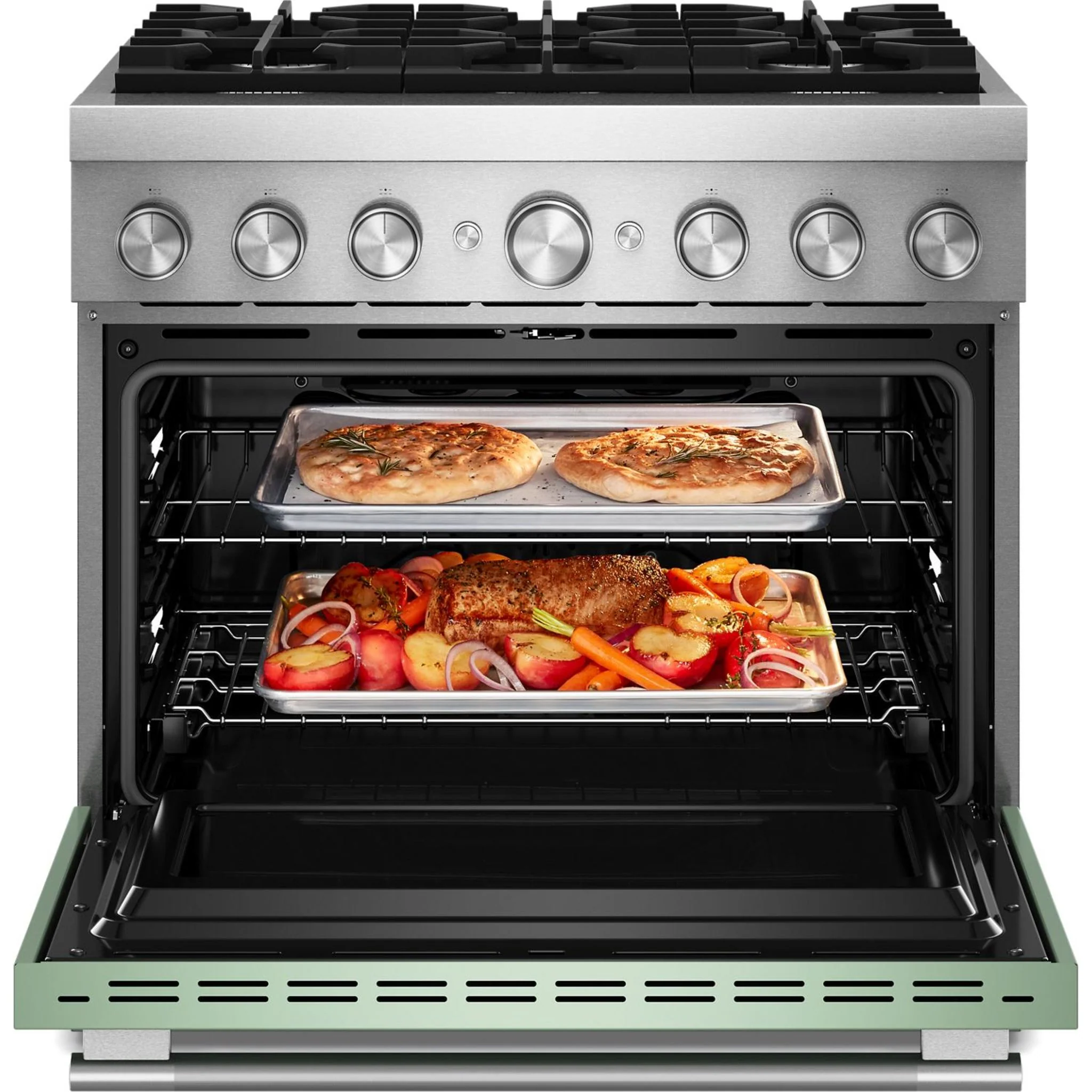KitchenAid 36-Inch 6 Burner Commercial-Style Dual Fuel Range with No Preheat Air Fry Mode -Cardamom (KFDS936SDC) - Image 9