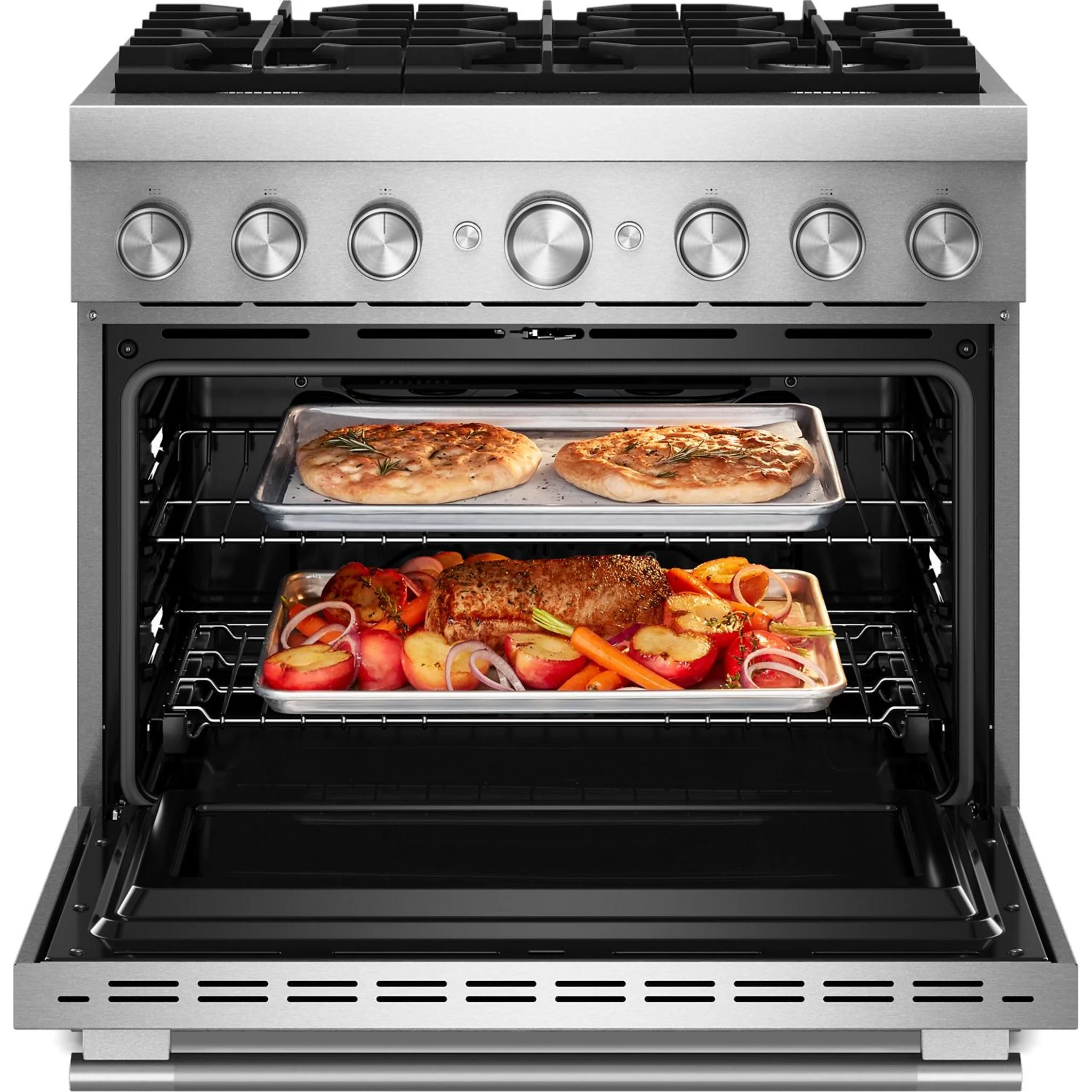 KitchenAid 36-Inch 6 Burner Commercial-Style Dual Fuel Range with No Preheat Air Fry Mode -Stainless Steel (KFDS936SSS) - Image 3
