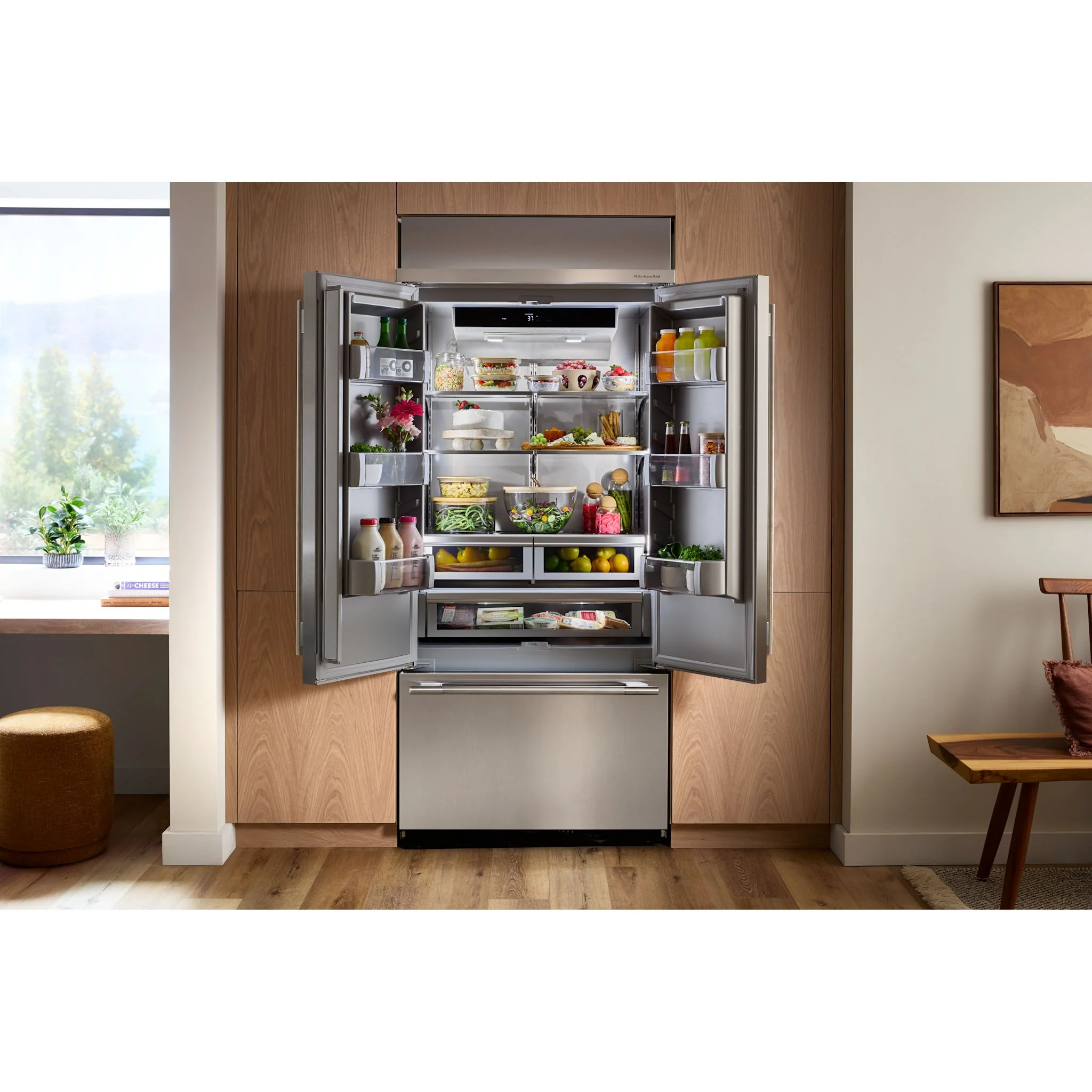 KitchenAid 20.8 Cu. Ft. 36" Built-In French Door Bottom Mount Refrigerator with Platinum Interior - PrintShield Stainless Steel (KBFN536SPS) - Image 8