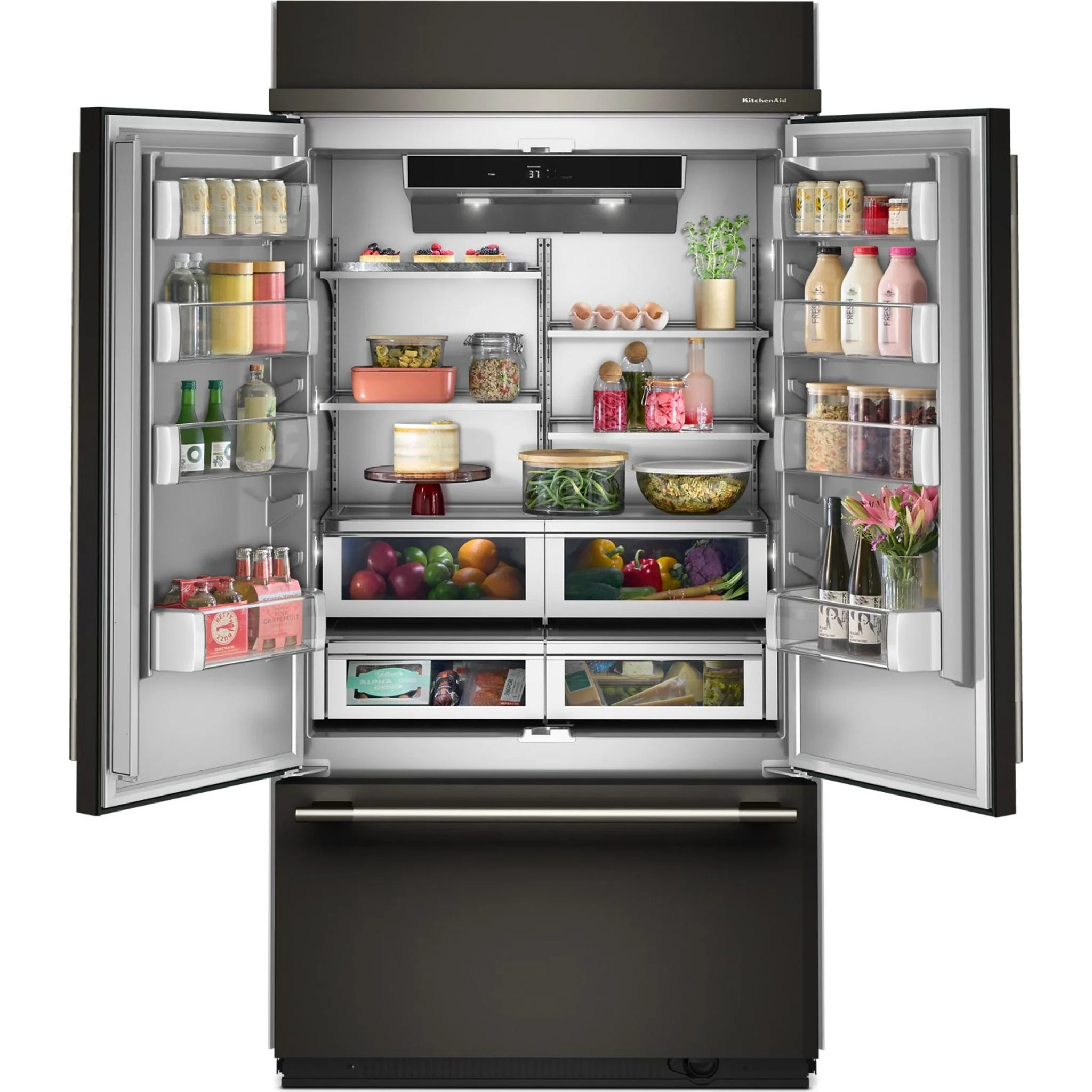 KitchenAid 24.2 Cu. Ft. 42" Built-In French Door Bottom Mount Refrigerator with Platinum Interior - Black Ore (KBFN542SBE) - Image 17