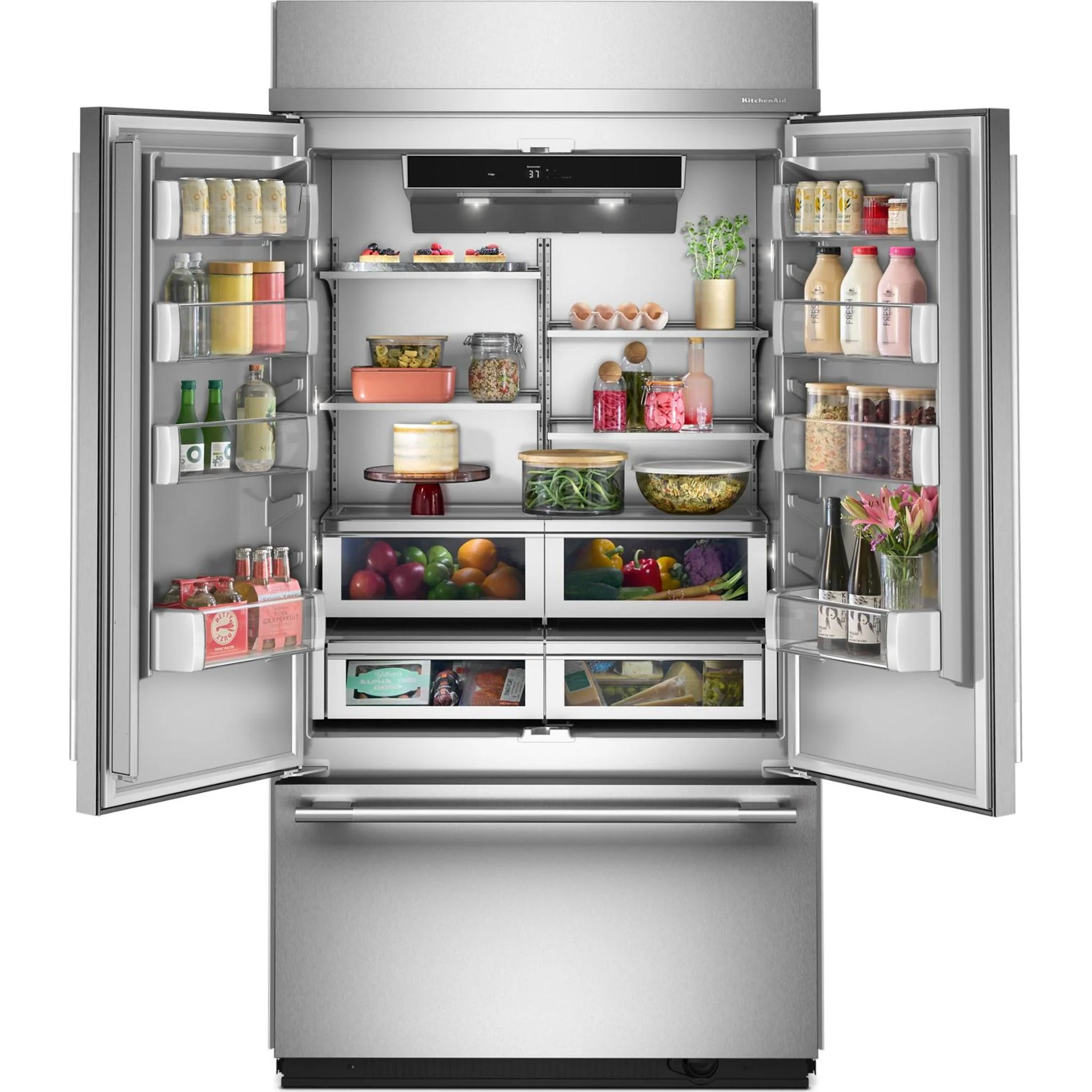KitchenAid 24.2 Cu. Ft. 42" Built-In French Door Bottom Mount Refrigerator with Platinum Interior - PrintShield Stainless Steel (KBFN542SPS) - Image 22