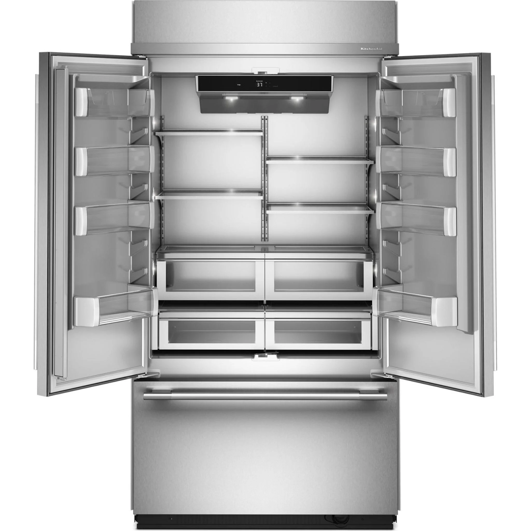 KitchenAid 24.2 Cu. Ft. 42" Built-In French Door Bottom Mount Refrigerator with Platinum Interior - PrintShield Stainless Steel (KBFN542SPS) - Image 9