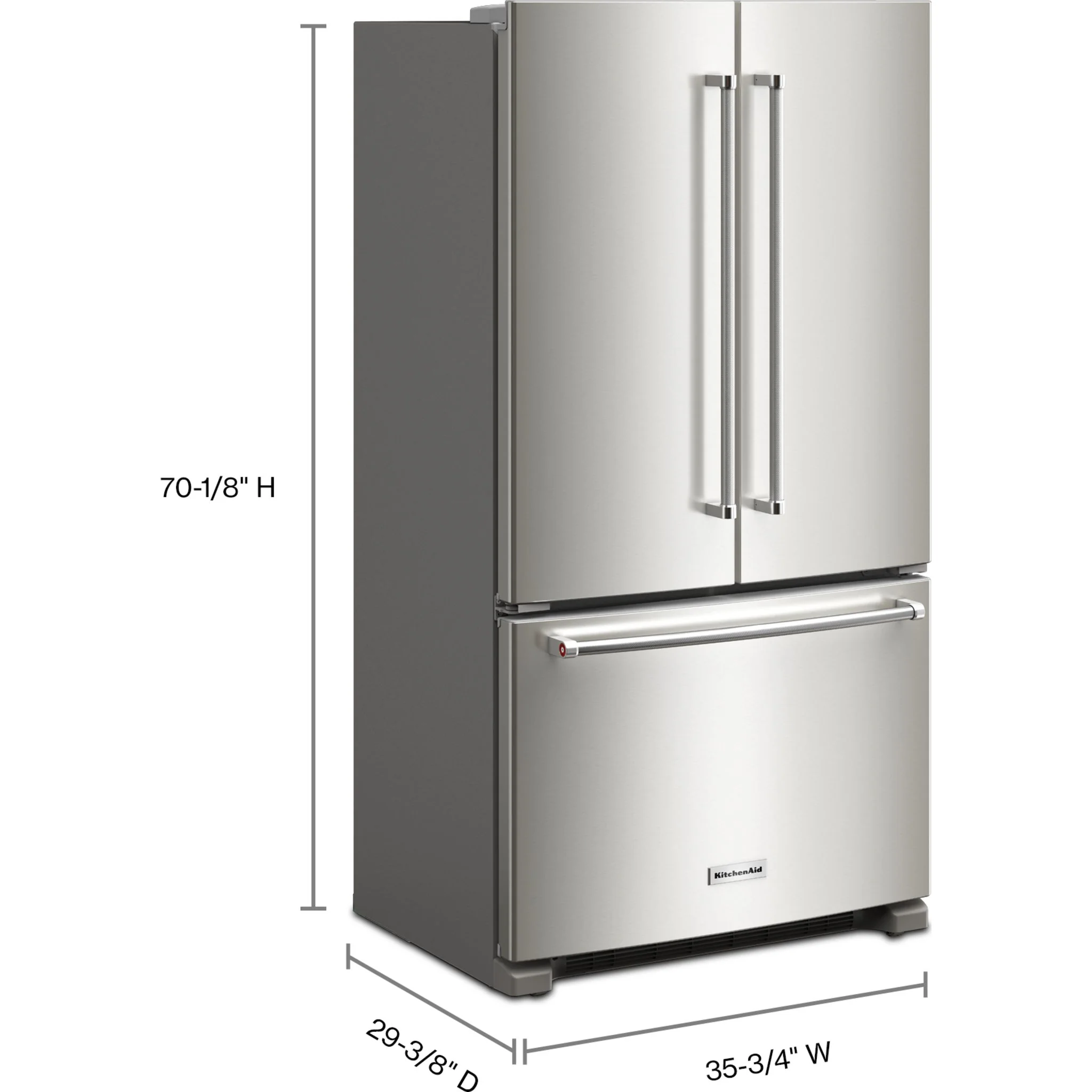 KitchenAid 20 cu. ft. 36-Inch Width Counter-Depth French Door Refrigerator with Interior Dispense -Fingerprint Resistant Stainless Steel (KRFC136RPS) - Image 8
