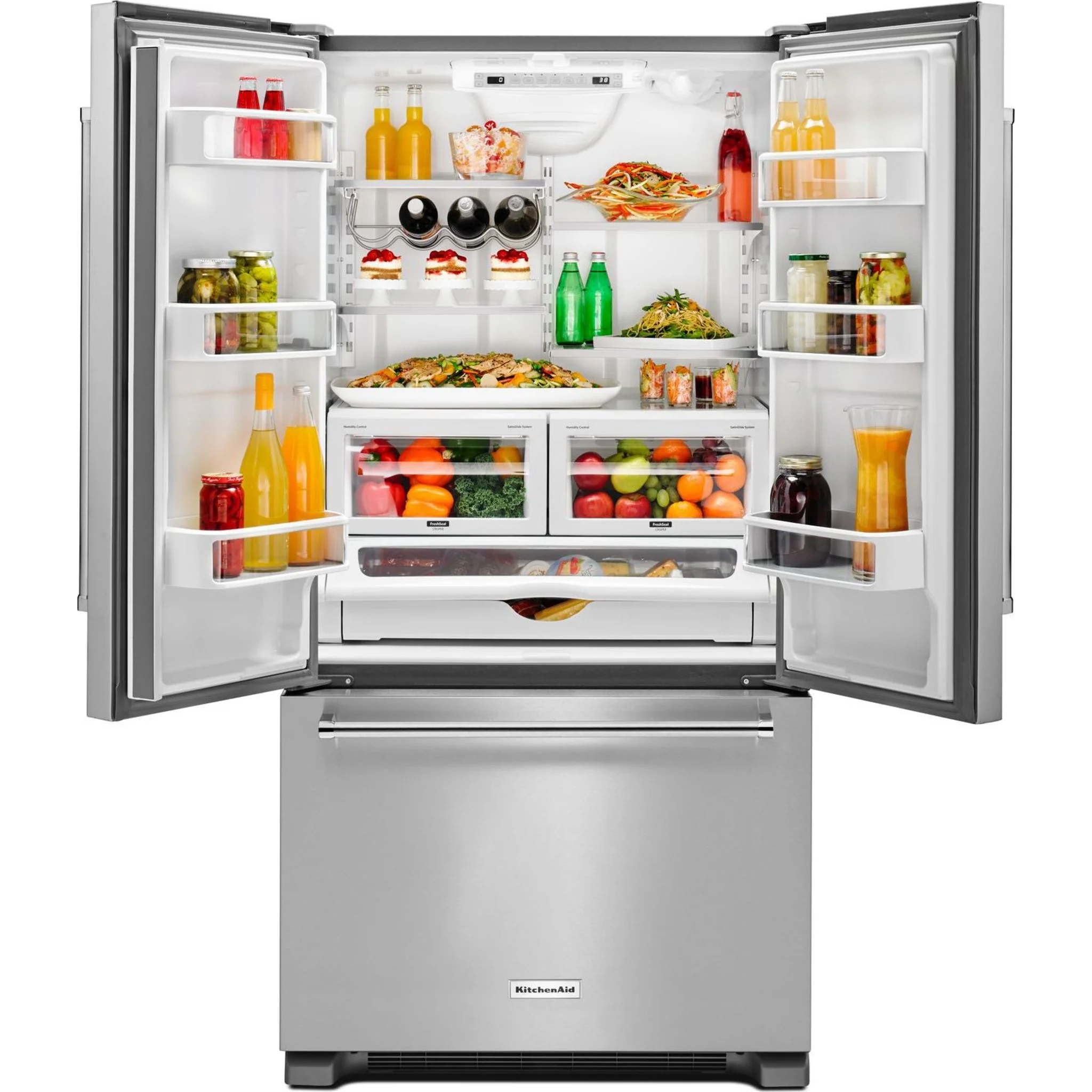 KitchenAid 22 cu.ft. 36-Inch Width Counter Depth French Door Refrigerator with Interior Dispense -Stainless Steel (KRFC302ESS) - Image 24