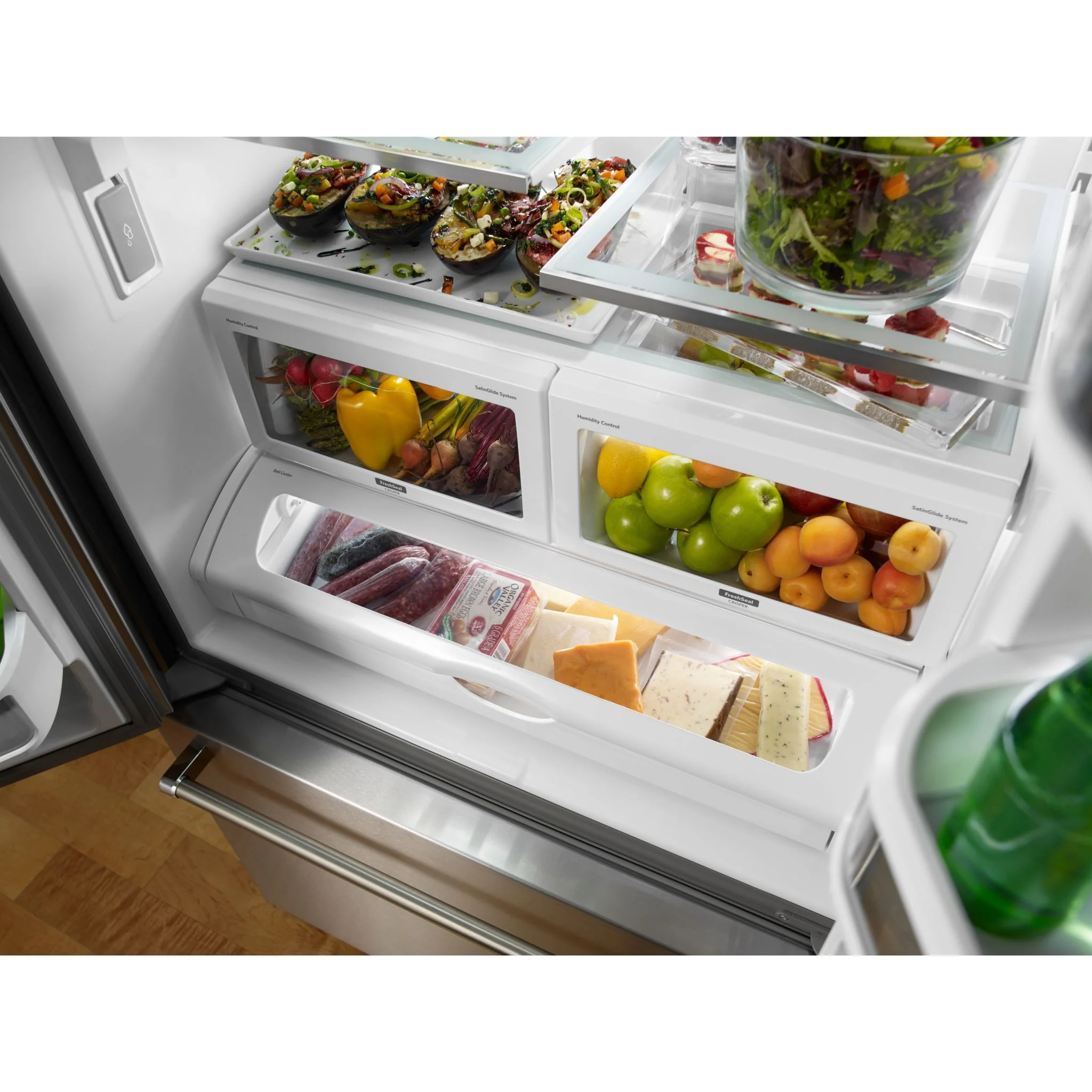KitchenAid 22 cu.ft. 36-Inch Width Counter Depth French Door Refrigerator with Interior Dispense -Stainless Steel (KRFC302ESS) - Image 3