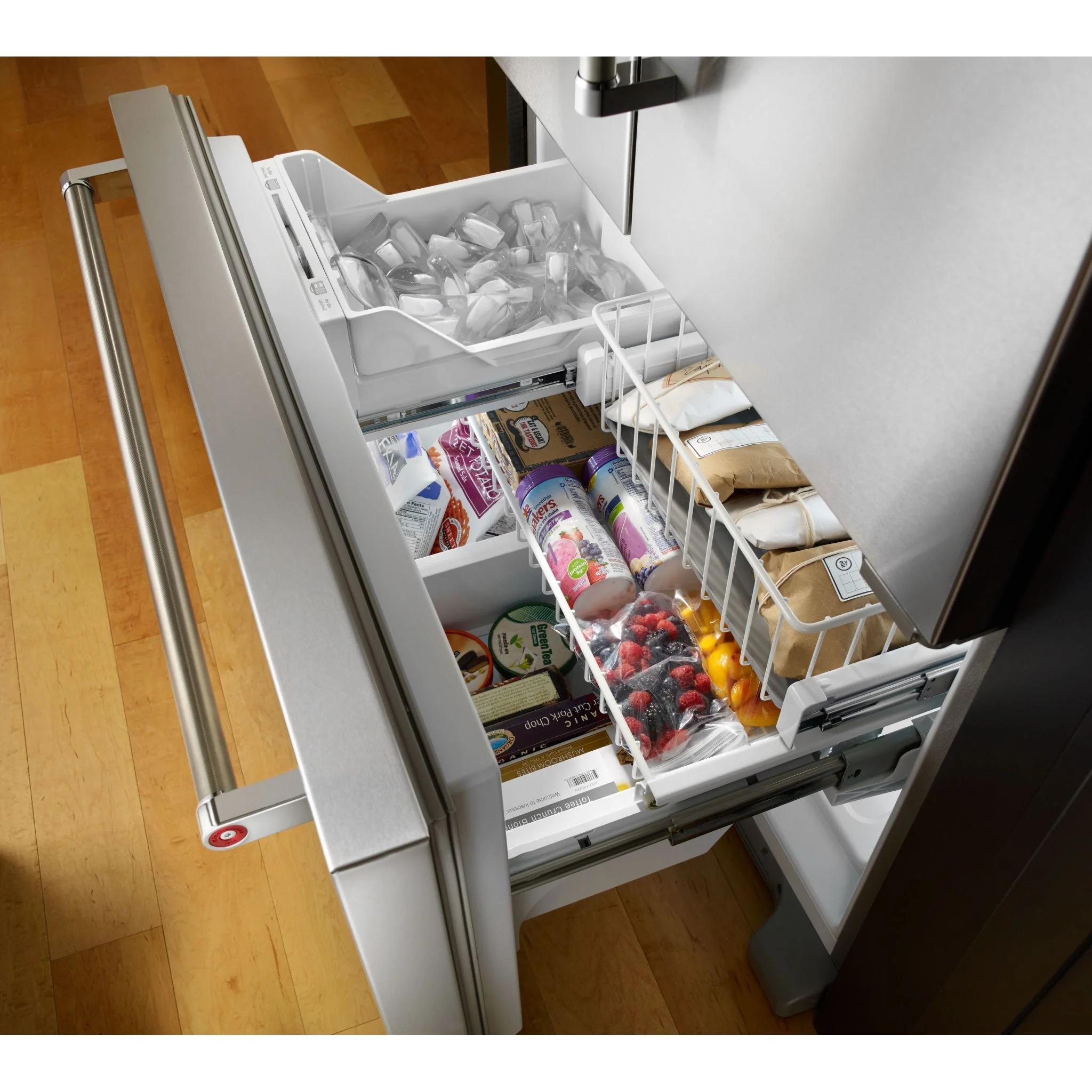 KitchenAid 22 cu.ft. 36-Inch Width Counter Depth French Door Refrigerator with Interior Dispense -Stainless Steel (KRFC302ESS) - Image 7