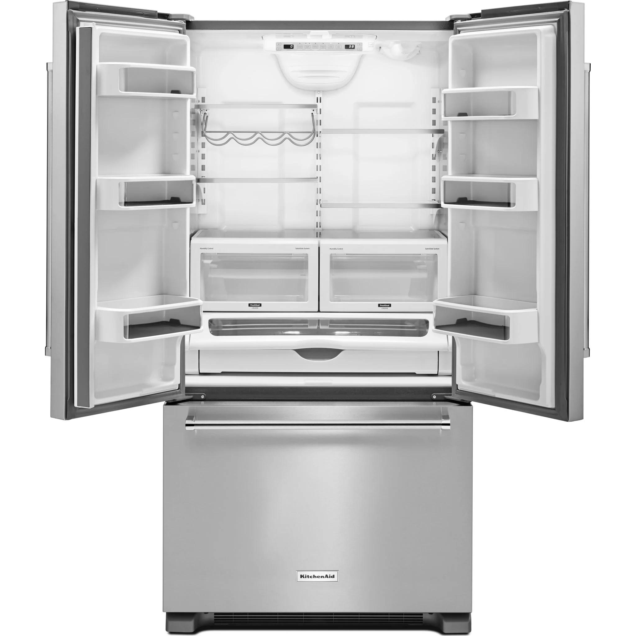 KitchenAid 22 cu.ft. 36-Inch Width Counter Depth French Door Refrigerator with Interior Dispense -Stainless Steel (KRFC302ESS) - Image 8
