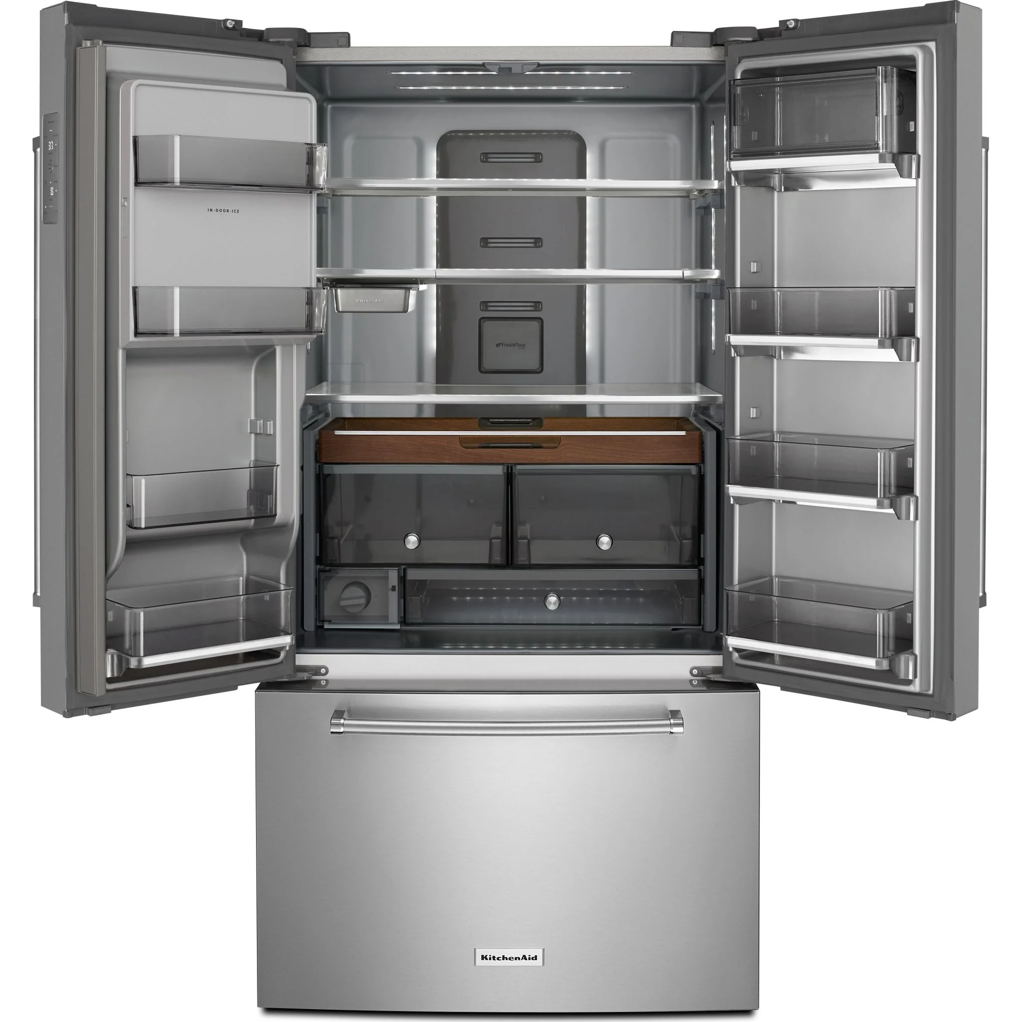 KitchenAid 23.8 cu. ft. 36" Counter-Depth French Door Platinum Interior Refrigerator with PrintShieldFinish -Stainless Steel (KRFC704FPS) - Image 2