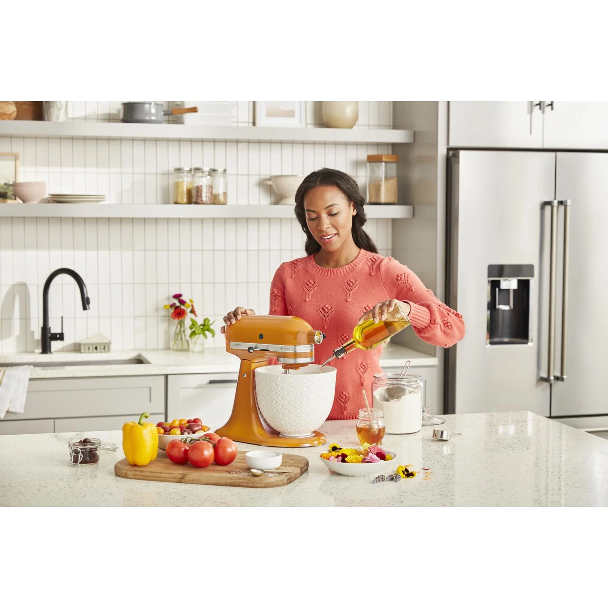KitchenAid 23.8 cu. ft. 36" Counter-Depth French Door Platinum Interior Refrigerator with PrintShieldFinish -Stainless Steel (KRFC704FPS) - Image 8