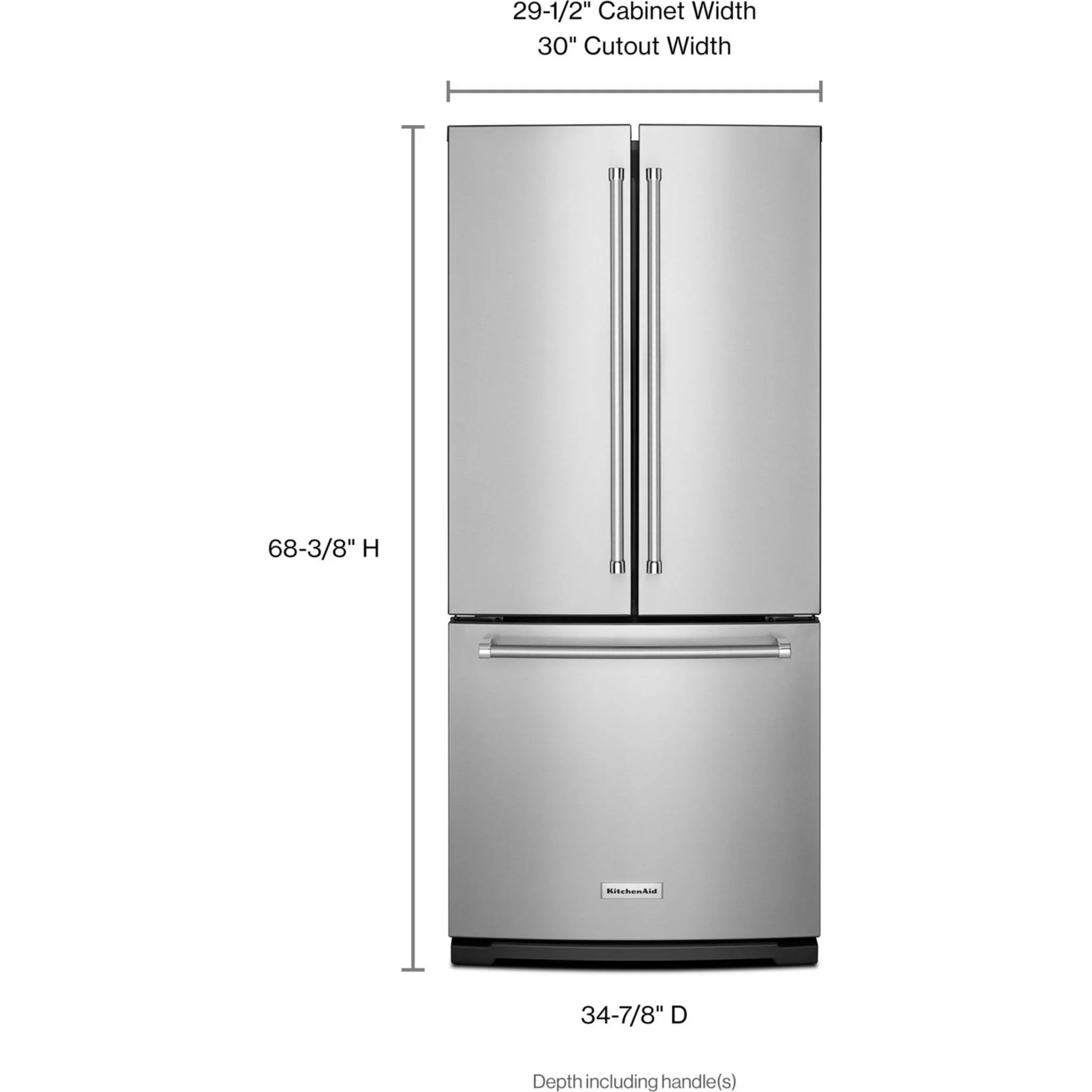 KitchenAid 20 cu.ft. 30" Width Standard Depth French Door Refrigerator with Interior Dispense - Stainless Steel (KRFF300ESS) - Image 27
