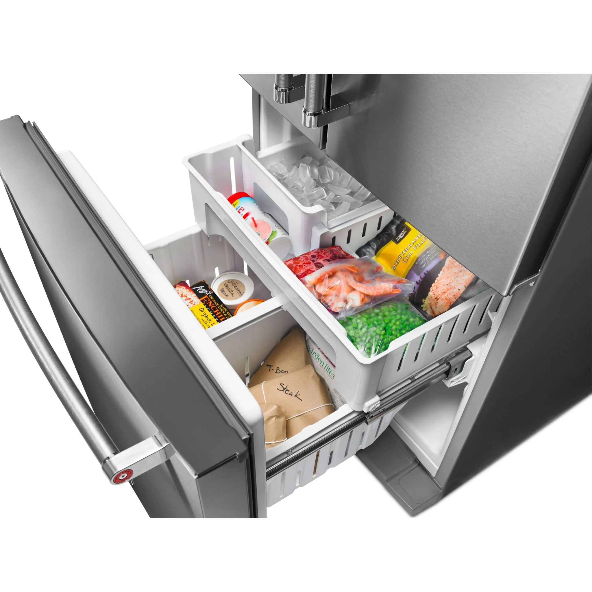 KitchenAid 20 cu.ft. 30" Width Standard Depth French Door Refrigerator with Interior Dispense - Stainless Steel (KRFF300ESS) - Image 6