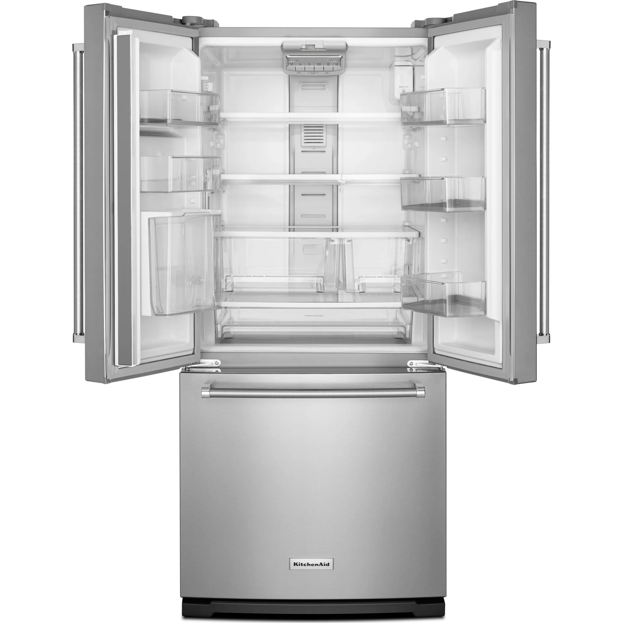 KitchenAid 20 cu.ft. 30" Width Standard Depth French Door Refrigerator with Interior Dispense - Stainless Steel (KRFF300ESS) - Image 7
