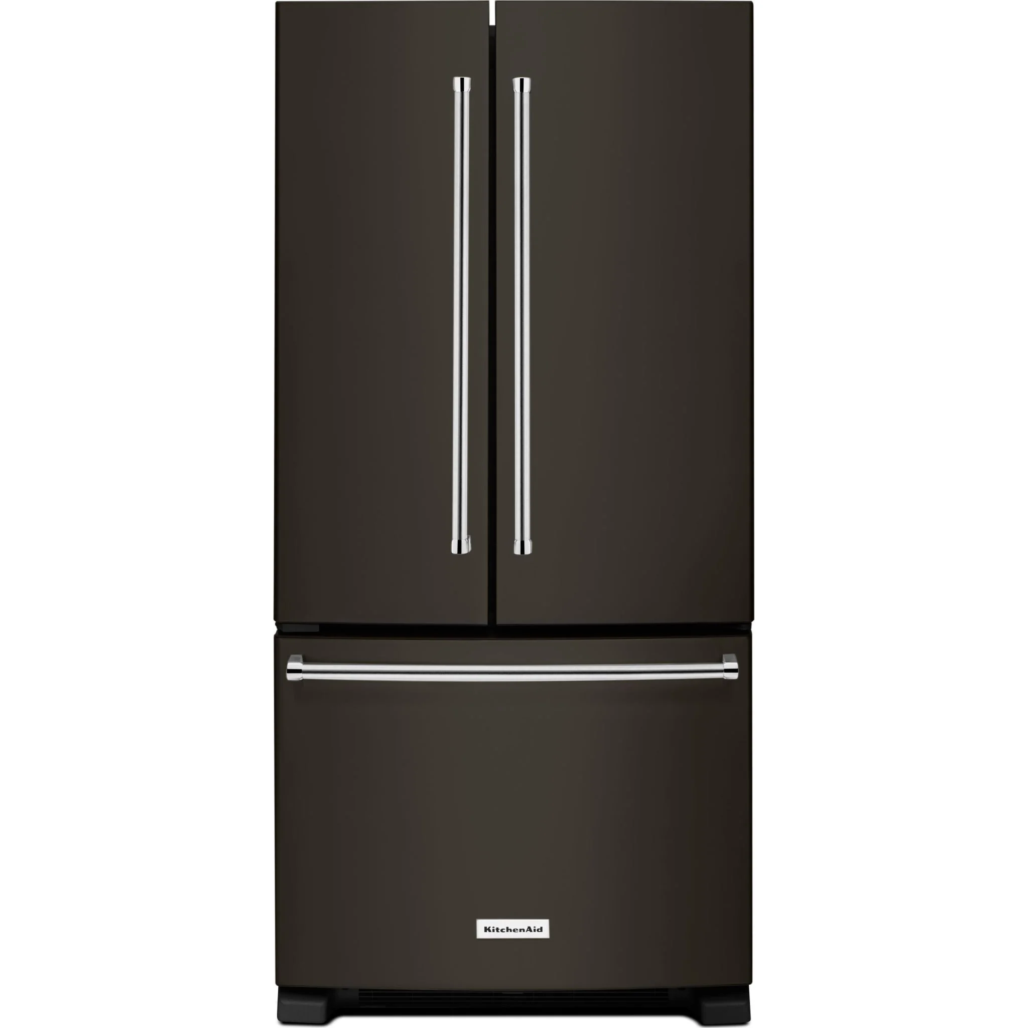 KitchenAid 22 cu. Ft. 33-Inch Width Standard Depth French Door Refrigerator with Interior Dispense and PrintShieldFinish -Black Stainless (KRFF302EBS)