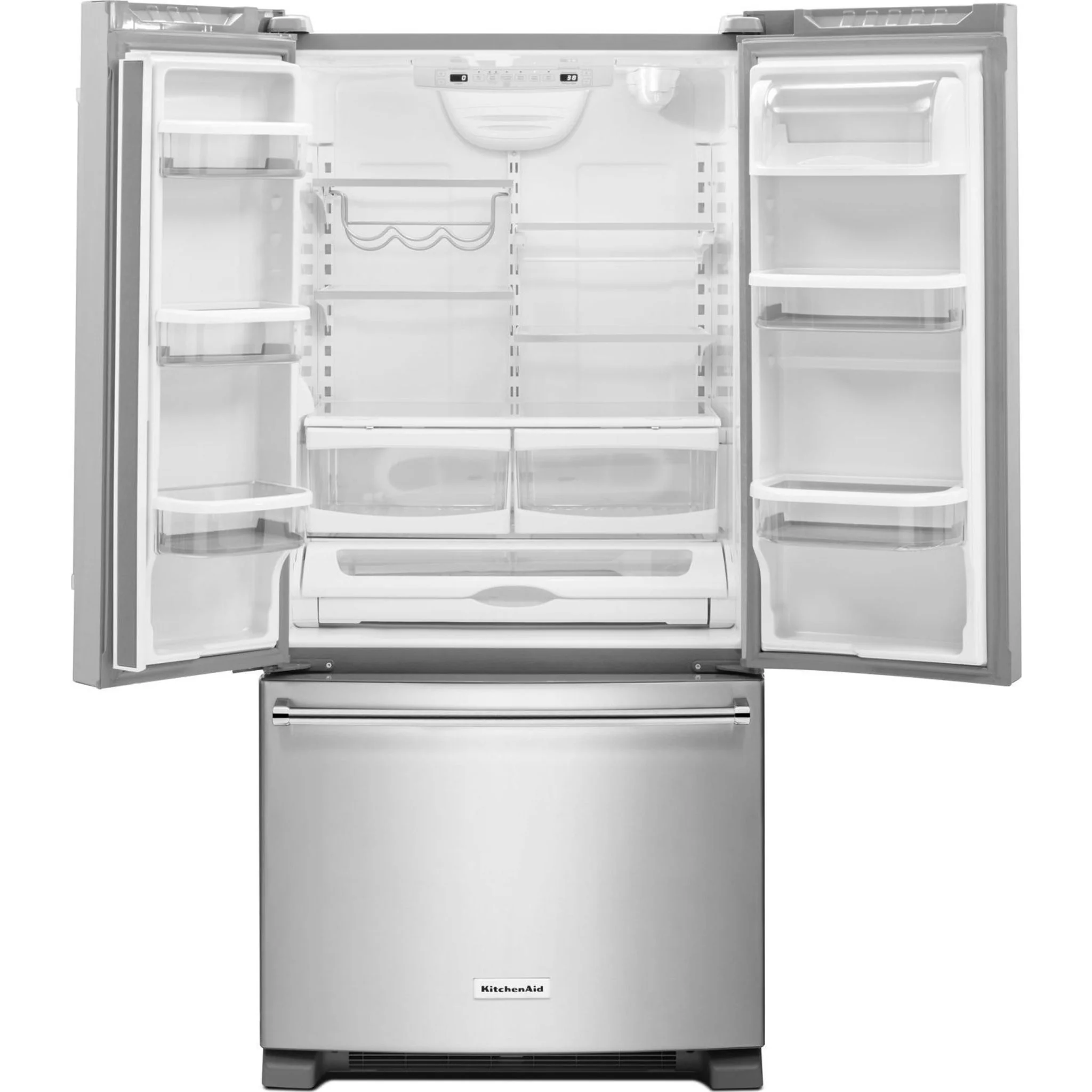KitchenAid 22 cu. Ft. 33-Inch Width Standard Depth French Door Refrigerator with Interior Dispense -Stainless Steel (KRFF302ESS) - Image 11