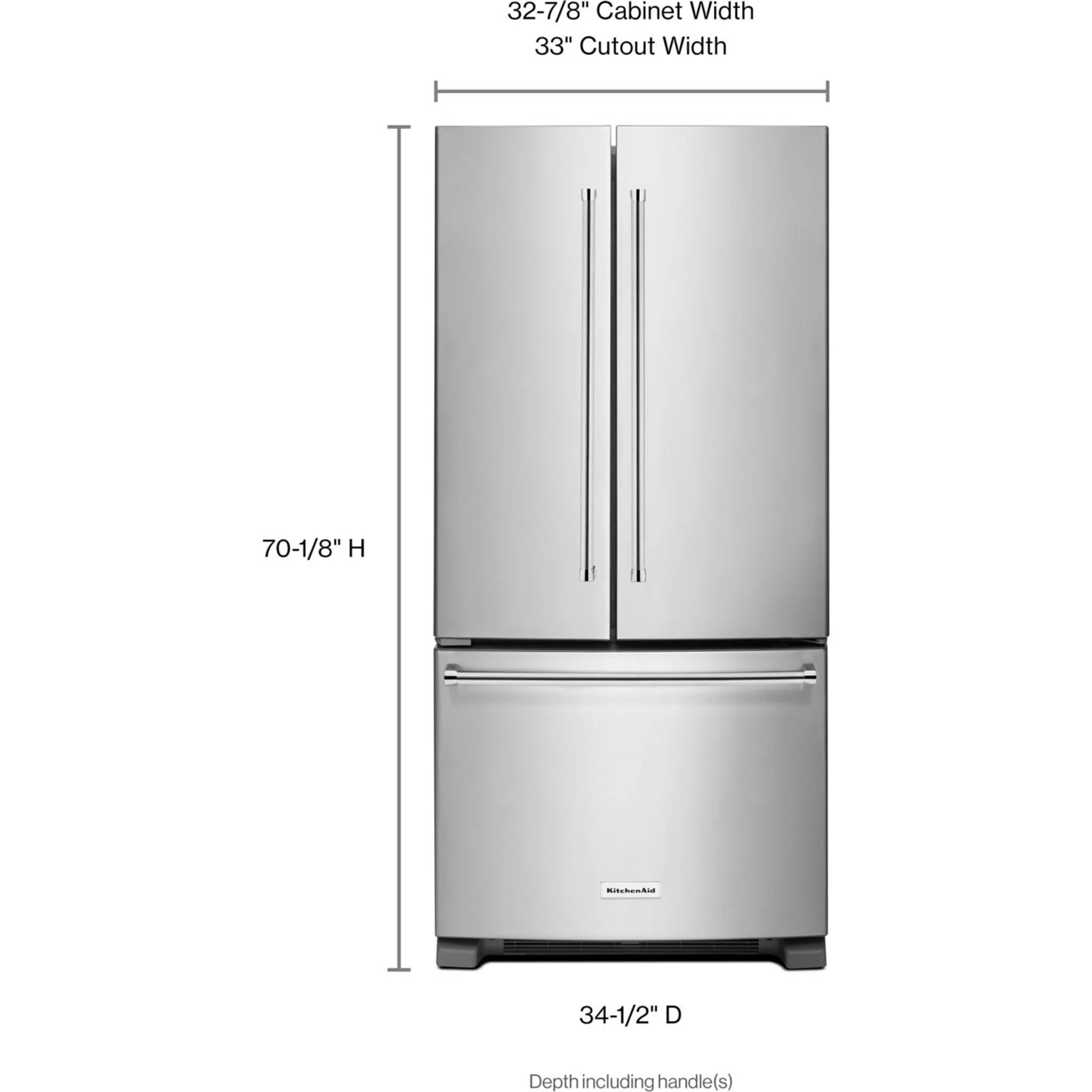 KitchenAid 22 cu. Ft. 33-Inch Width Standard Depth French Door Refrigerator with Interior Dispense -Stainless Steel (KRFF302ESS) - Image 12