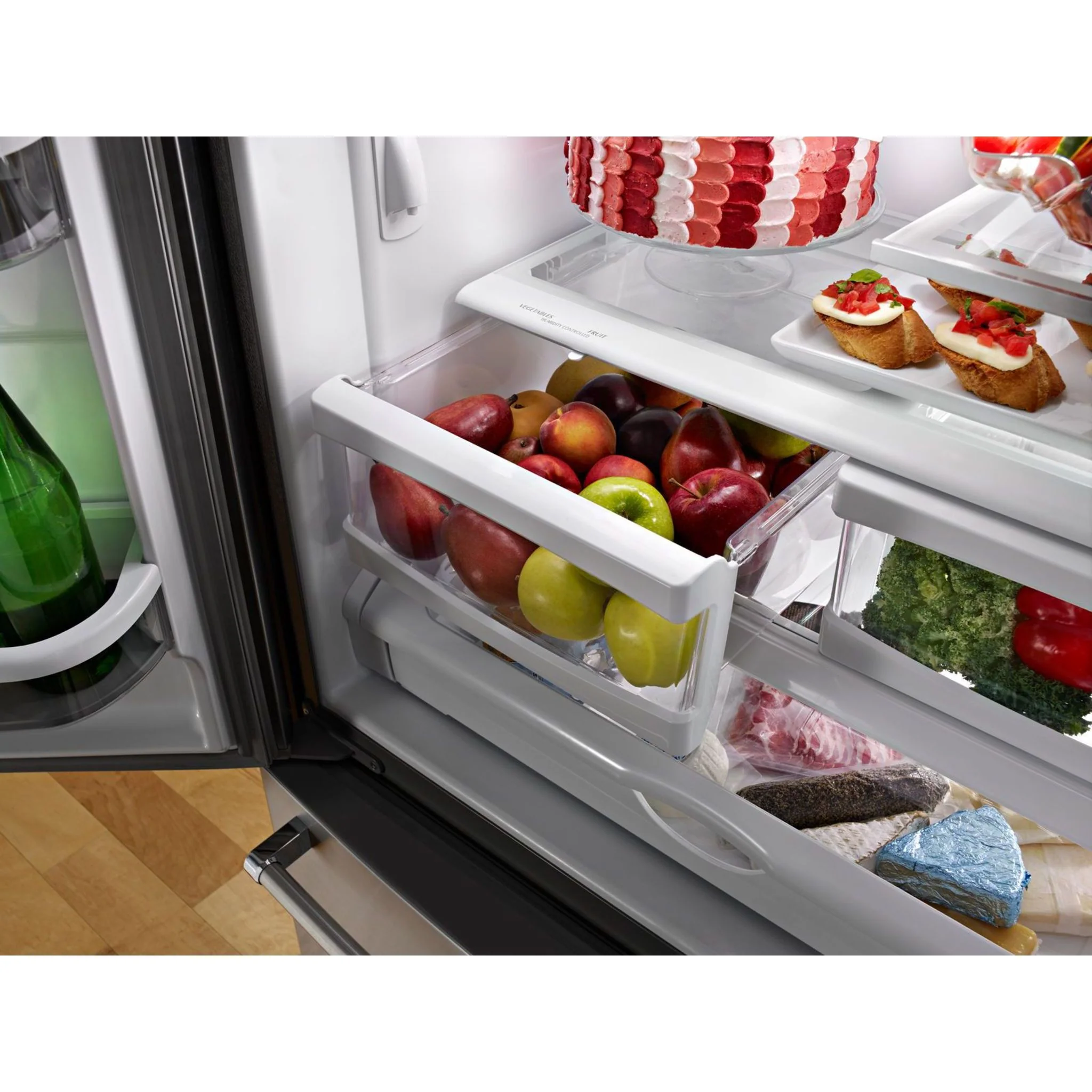 KitchenAid 25 cu.ft. 36-Width Standard Depth French Door Refrigerator with Interior Dispense -Stainless Steel (KRFF305ESS) - Image 14