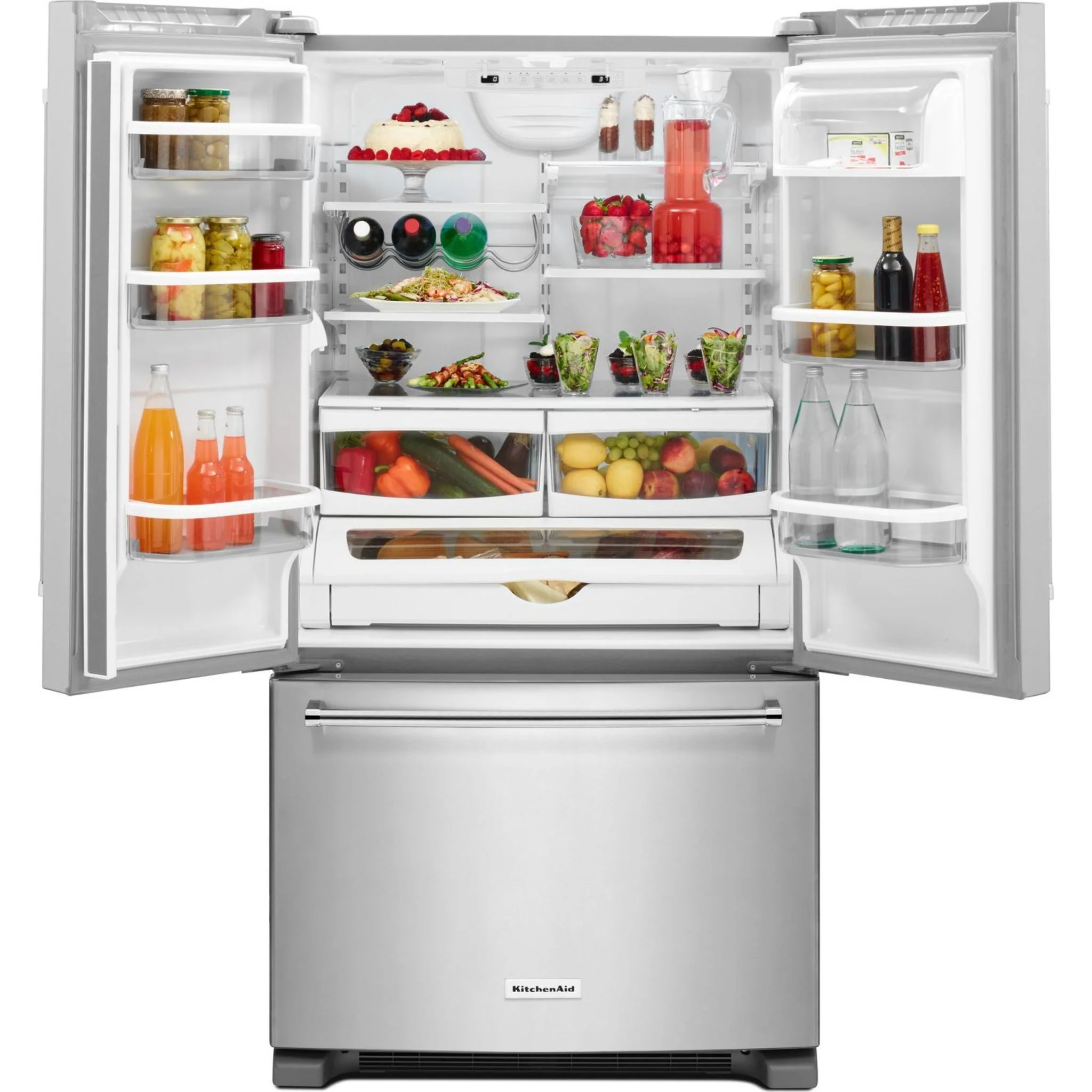 KitchenAid 25 cu.ft. 36-Width Standard Depth French Door Refrigerator with Interior Dispense -Stainless Steel (KRFF305ESS) - Image 24