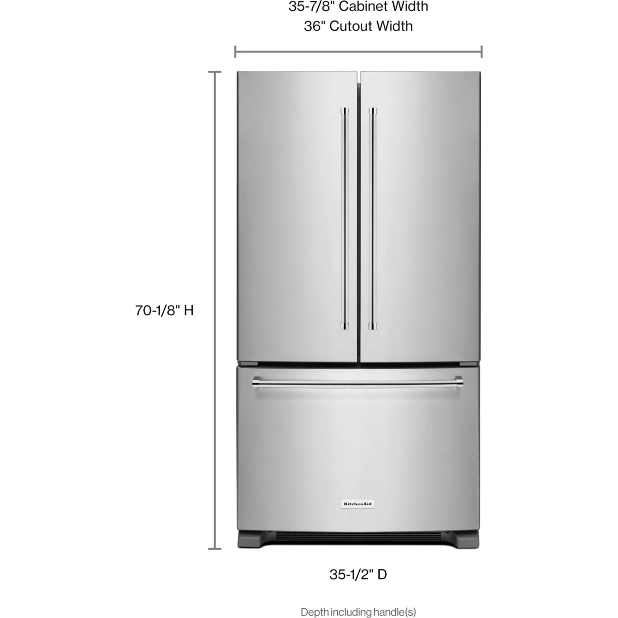 KitchenAid 25 cu.ft. 36-Width Standard Depth French Door Refrigerator with Interior Dispense -Stainless Steel (KRFF305ESS) - Image 30