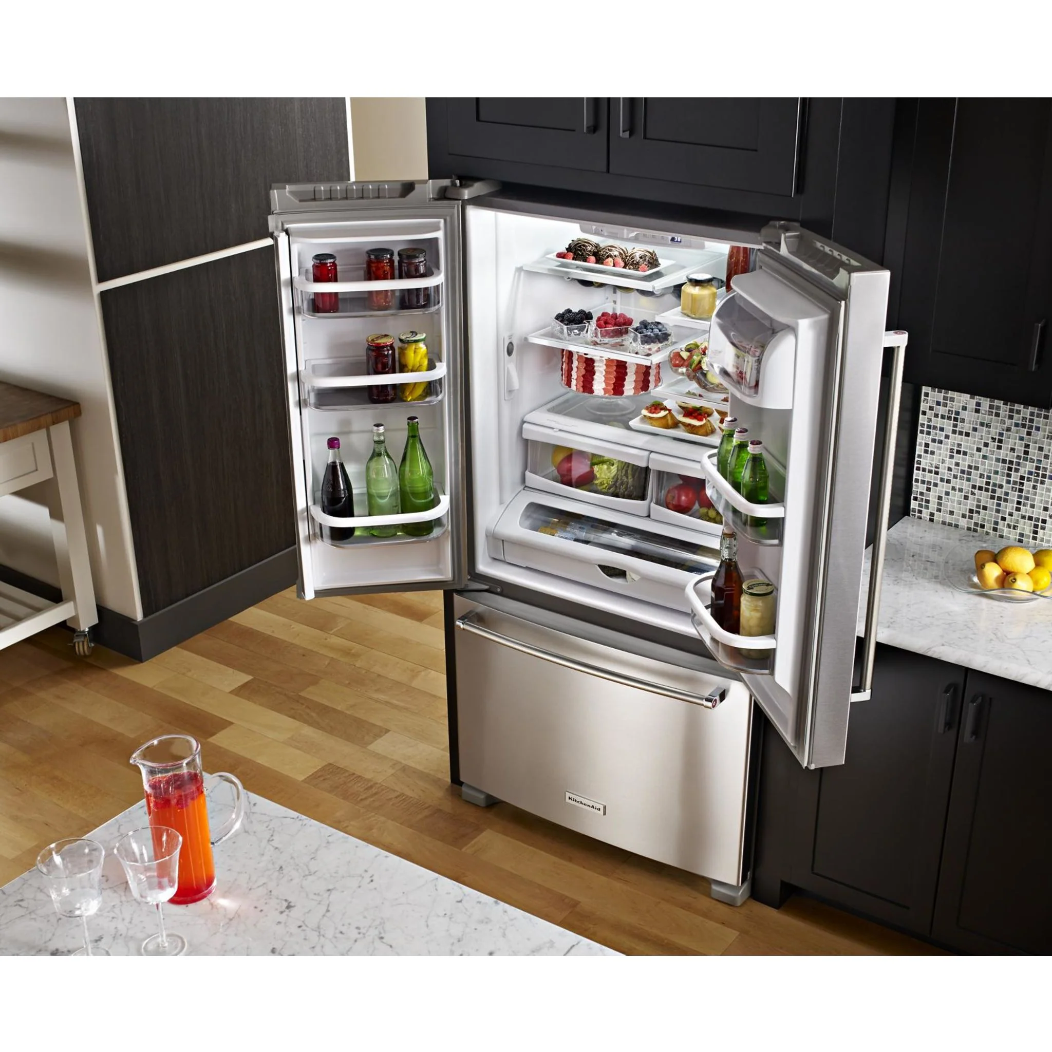 KitchenAid 25 cu.ft. 36-Width Standard Depth French Door Refrigerator with Interior Dispense -Stainless Steel (KRFF305ESS) - Image 32