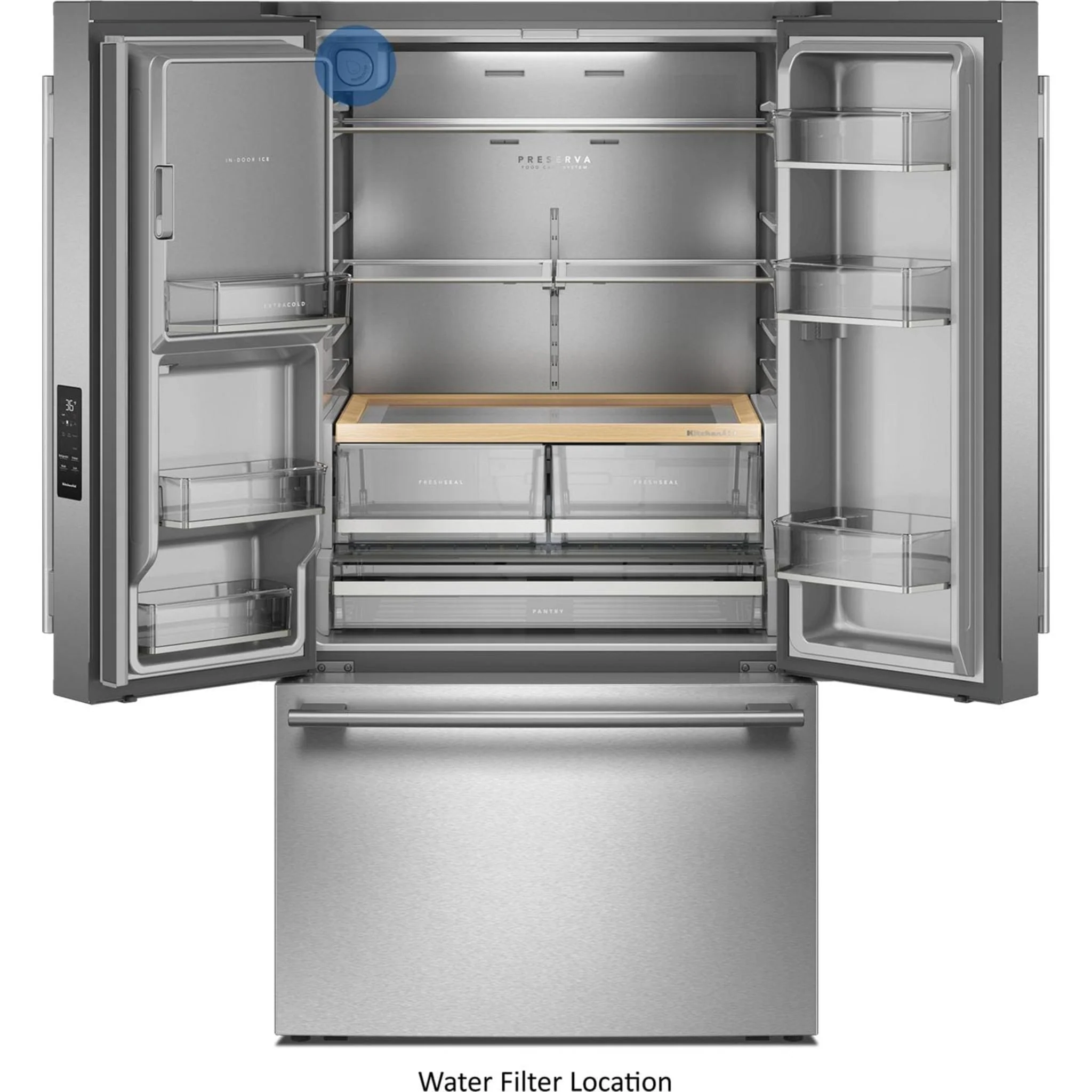 KitchenAid 30 cu. ft. French Door Refrigerator with Exterior Water and Ice - Black Ore (KRFF436SBE) - Image 12