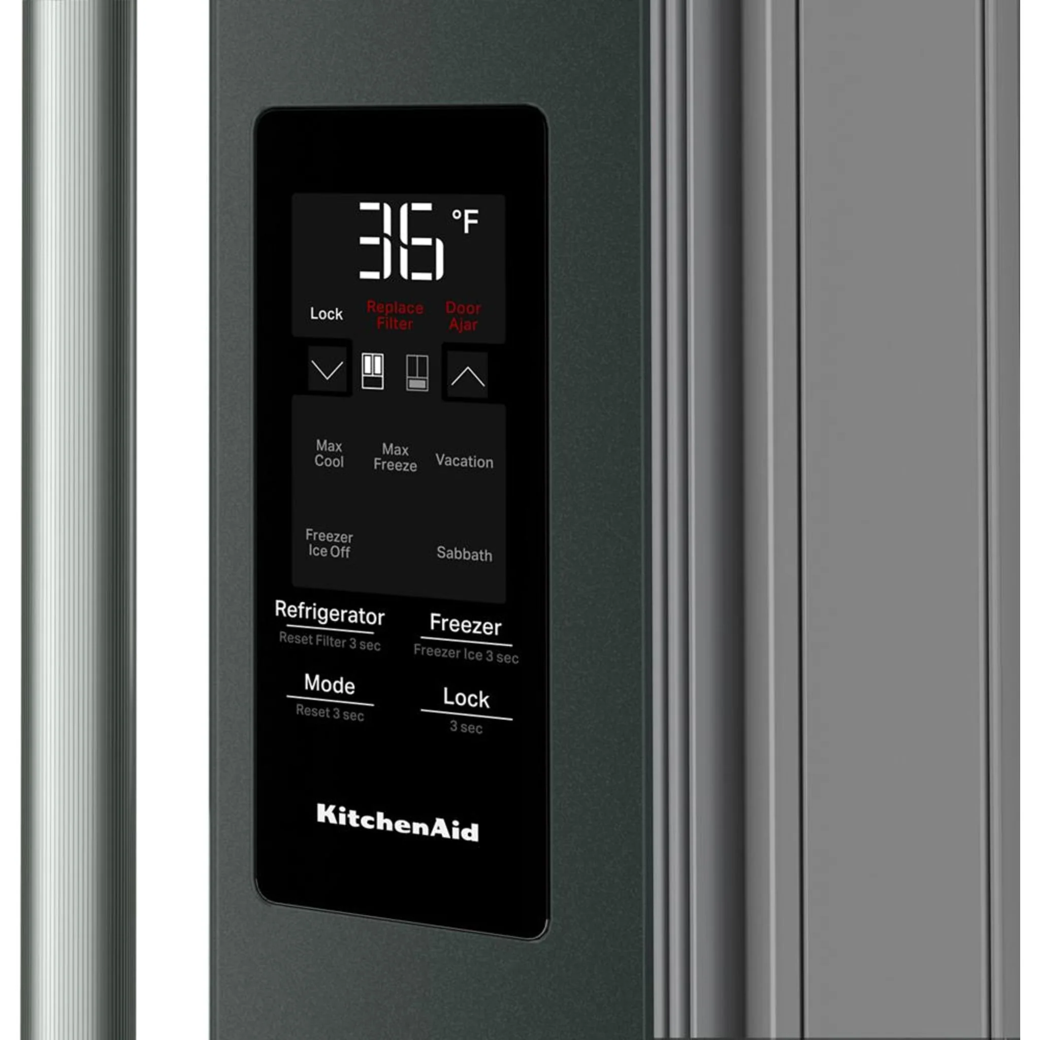 KitchenAid 30 cu. ft. French Door Refrigerator with Exterior Water and Ice - Juniper (KRFF436SJP) - Image 4